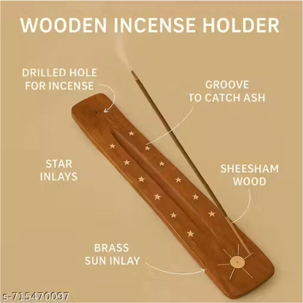 Wooden Agarbatti Stand with Ash Catcher – Handcrafted Incense Stick Holder for Home & Temple