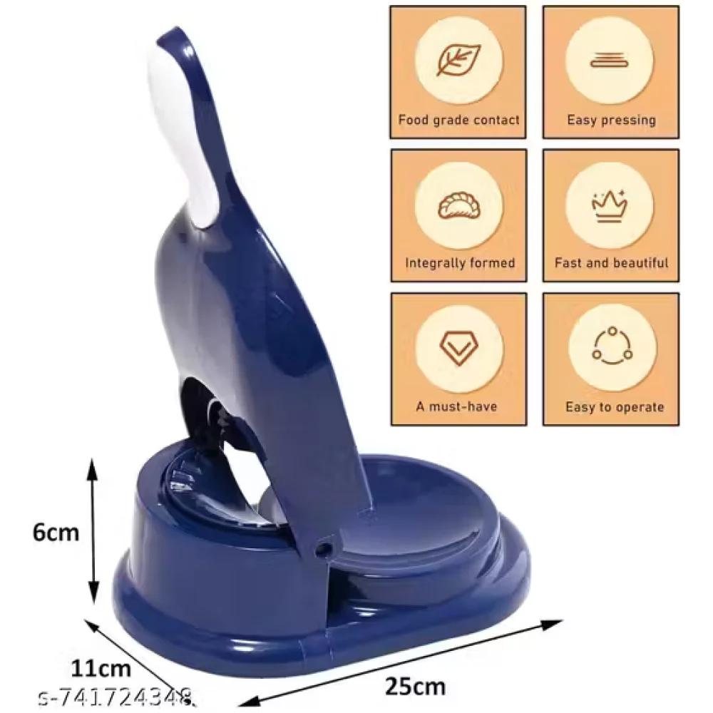 2-in-1 Gujiya & Momo Maker – Manual Dumpling Press Mould for Momos, Gujiya & Snacks | Easy Press Kitchen Tool | Blue