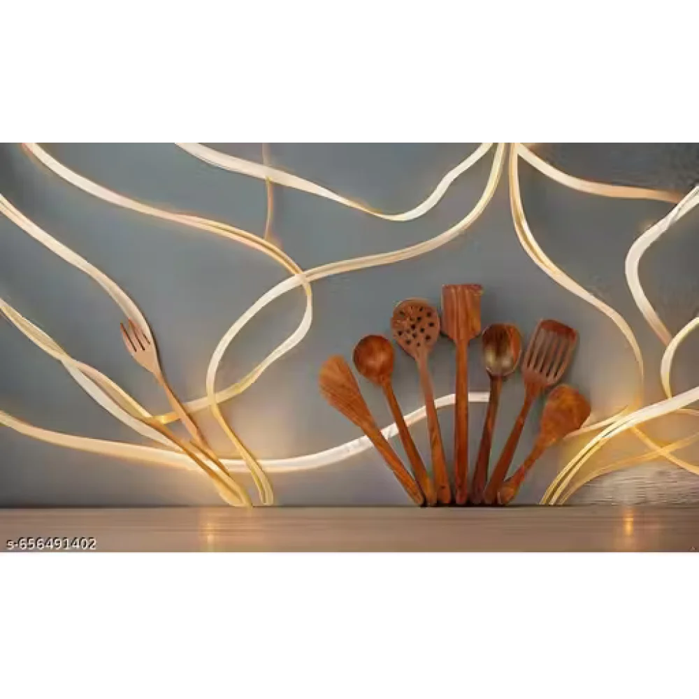 Kitchen Wooden Tools Set of 7 | Wooden Spatula & Cooking Spoon Set | Non-Stick Safe Utensils