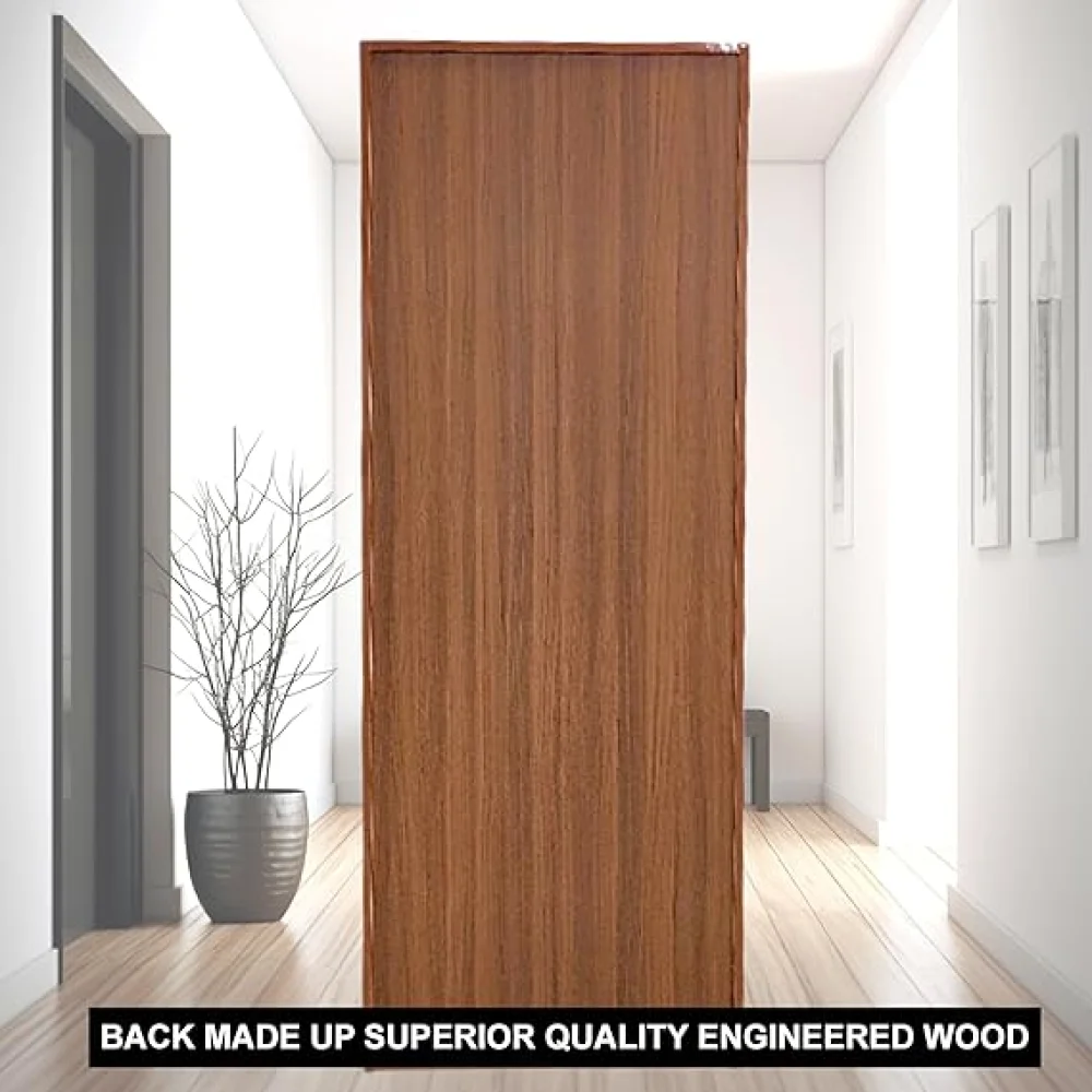 2 Door Multi Utility Wardrobe with Shelves Engineered Wood Almirah with Lock for Clothes, Walnut Finish Size H72 x L27 x W18 inches