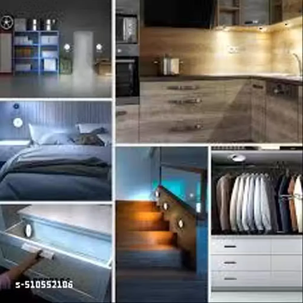 Motion Sensor Light for Home with USB Charging Self Adhesive Led Nightlight Rechargeable Bod Sensor Wall Light for Wardrobe,Bedroom (Warm White,Pack of 1)