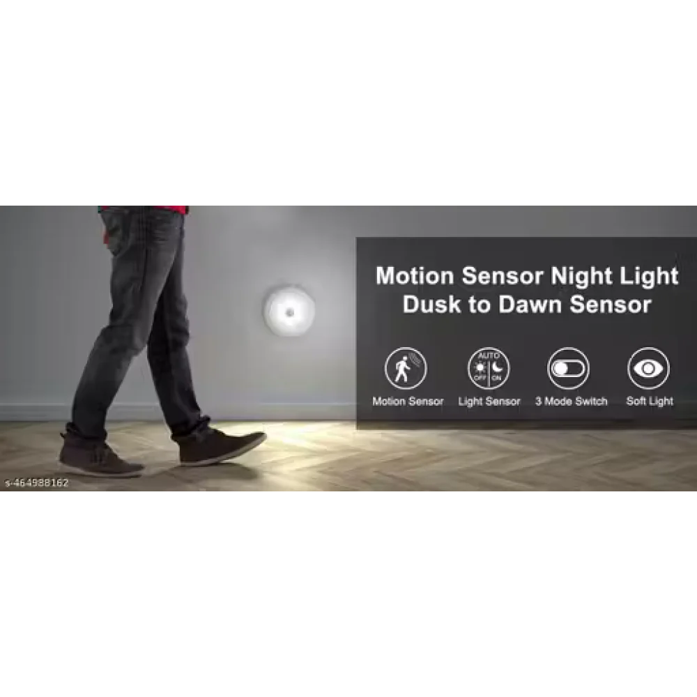 USB Rechargeable Operated LED Motion Sensor Wireless Wall Night Light (Motion sensor Light) Stick Lamp Night Light for Entrance, Hallway, Basement, Garage, Bathroom, Closet, Pack of 1