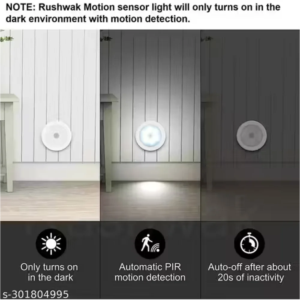 Motion Sensor Cool White Light for Home with USB Charging Wireless Self Adhesive LED Nightlight Rechargeable Wall Light for Hallway, Wardrobe, Bedroom, Stairs, Bathroom, (Pack of 1)