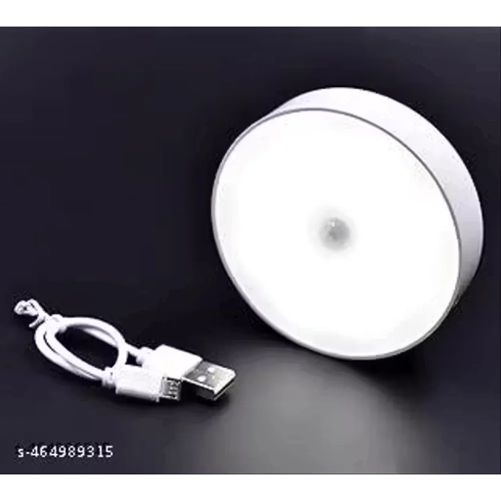 Round Motion Sensor Light for Home, Kitchen, Wardrobe,Cupboard, Stairs, USB Charging Wireless Self Adhesive LED Body Induction Lamp Sensor Light Stick Anywhere (Pack of 1)