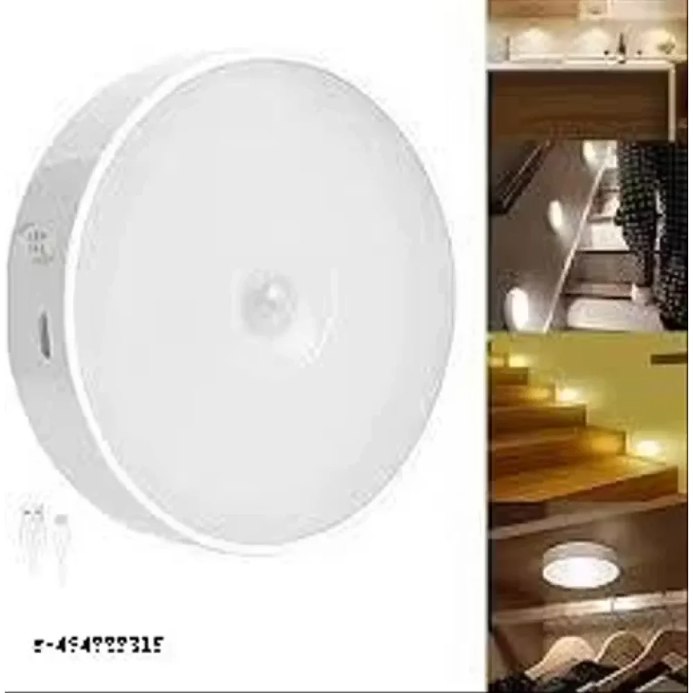 Round Motion Sensor Light for Home, Kitchen, Wardrobe,Cupboard, Stairs, USB Charging Wireless Self Adhesive LED Body Induction Lamp Sensor Light Stick Anywhere (Pack of 1)