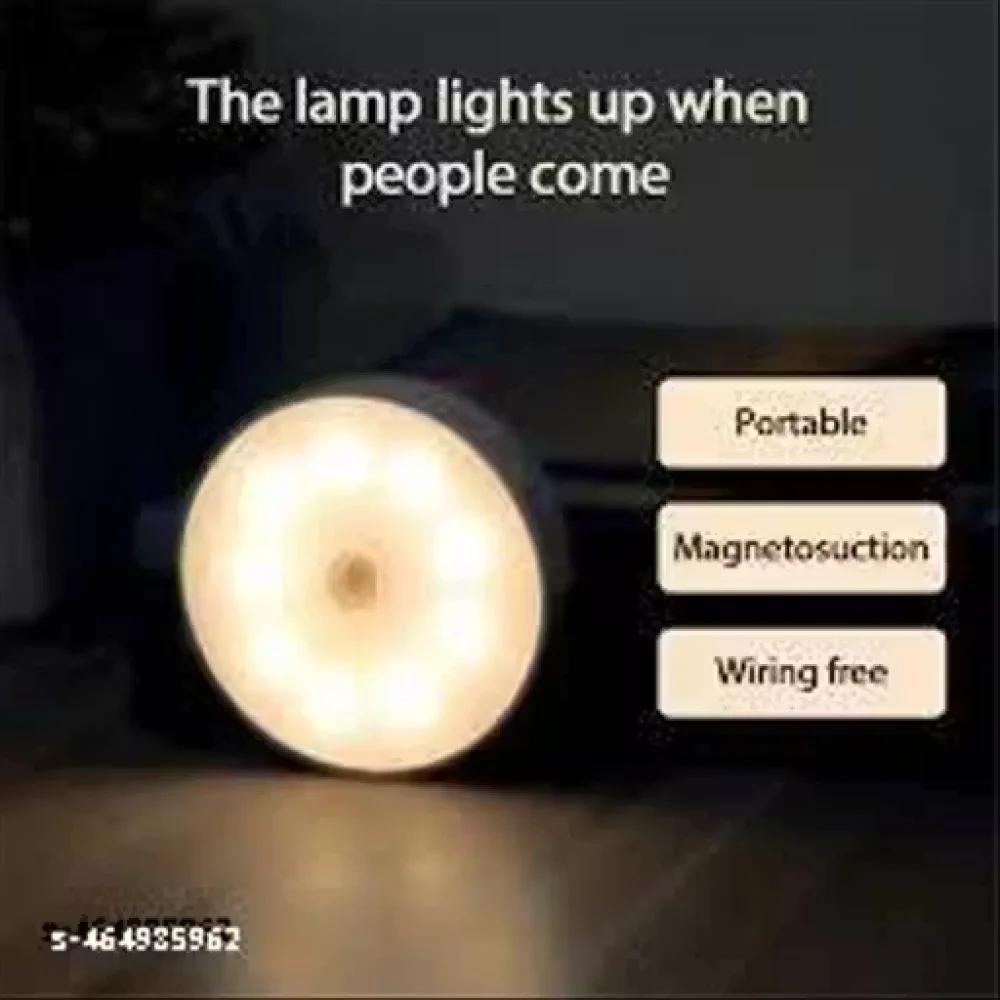 Round Motion Sensor Light for Home, Kitchen, Wardrobe,Cupboard, Stairs, USB Charging Wireless Self Adhesive LED Body Induction Lamp Sensor Light Stick Anywhere (Pack of 1)