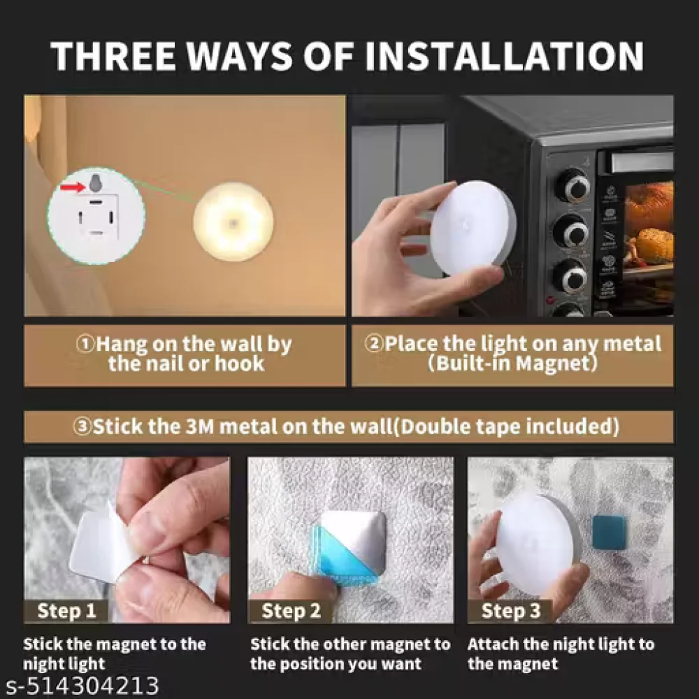 Intelligent Induction Lamp (Motion Sensor Wall light with automatic on/off feature , Night Light for Bedroom, Bathroom, Staircase ,Night Light, Wall Light, Bathrooom Lights, Indoor Lighting, Smart Home Lighting, Rechargeable Home Lights