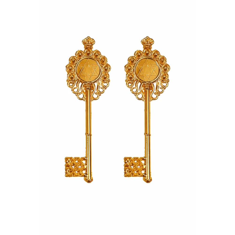 2 PCS Metal Kuber Kunji Key (Standard, Golden) Quick Financial Gain / Unexpected Gain of Money/Windfall/ Prosperous BusinessLord Kuber