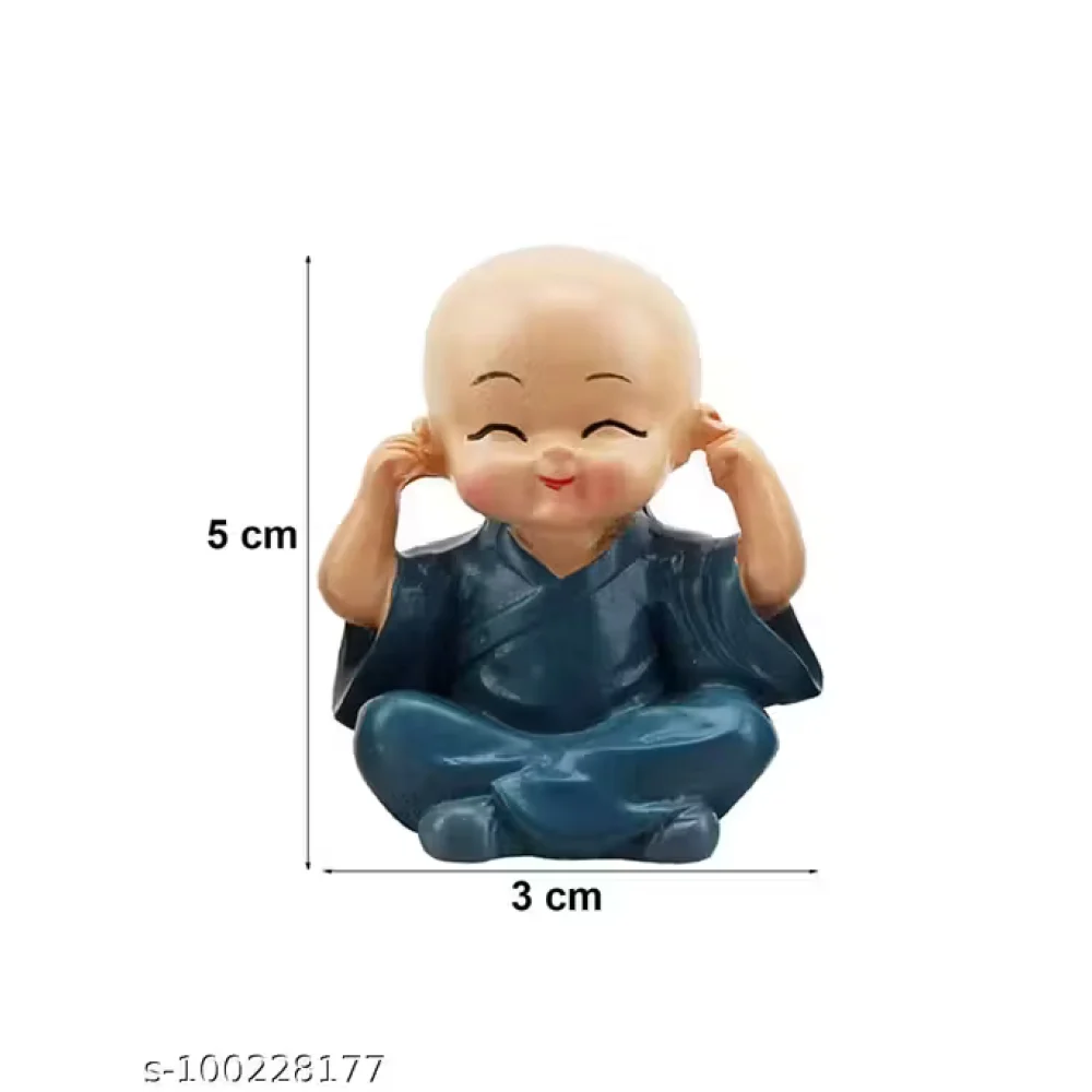 Resin Handcrafted Marble Baby Laughing Buddha Statue Home Decor Showpiece Idol (6 x 4 x 3 cm, Multicolour) - Set of 4