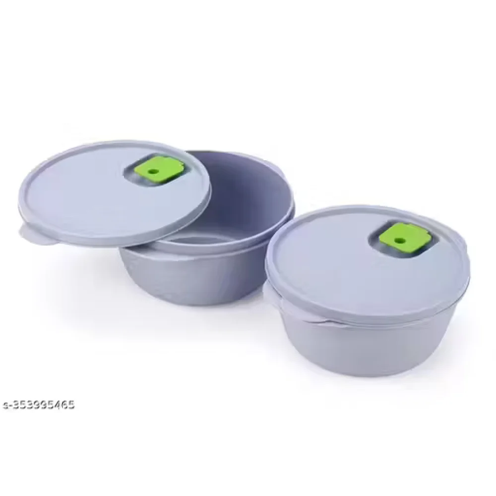 Set of 2 Grey Micro Dynasty Food Storage Containers with Air Vent Lid, BPA Free, Microwave & Dishwasher Safe