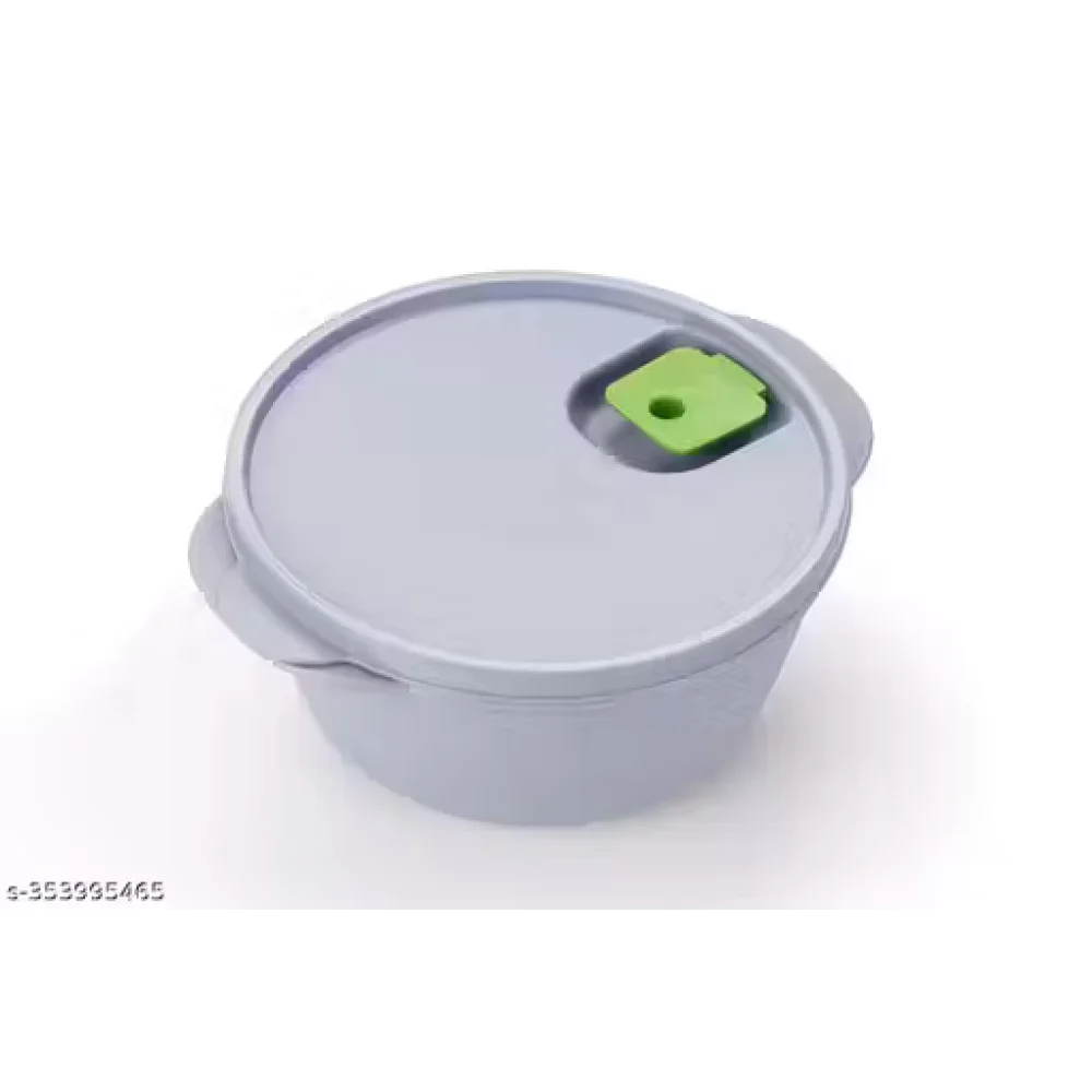 Set of 2 Grey Micro Dynasty Food Storage Containers with Air Vent Lid, BPA Free, Microwave & Dishwasher Safe