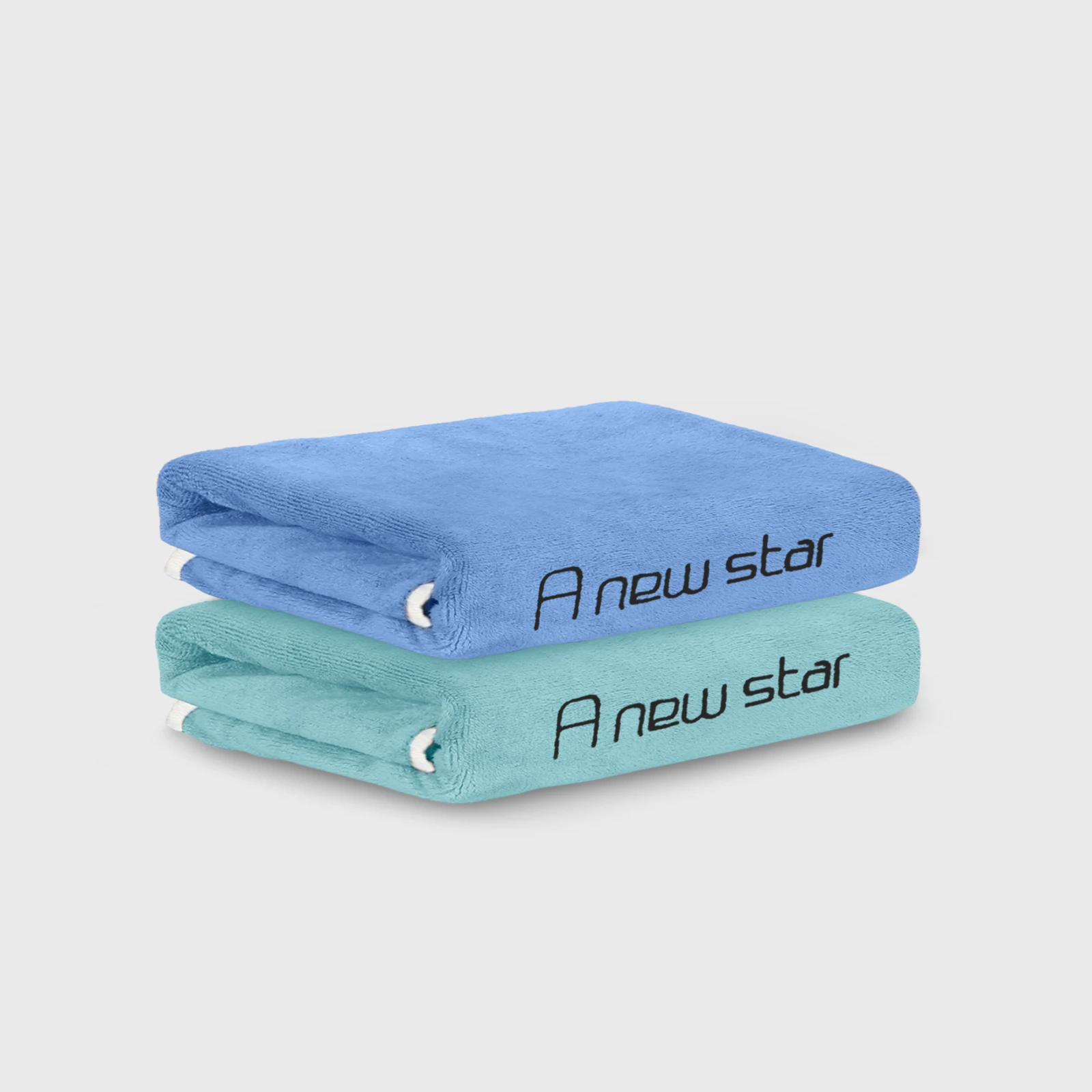 HOUSSE Microfiber Embroidery Hand Towel – 35 * 75cm, 350 GSM, Soft & Absorbent, Quick-Drying Sweat Towel – Ideal for Gym, Beach, Fitness, Outdoor & Home Use (A New Star Blue - Fluroescent)