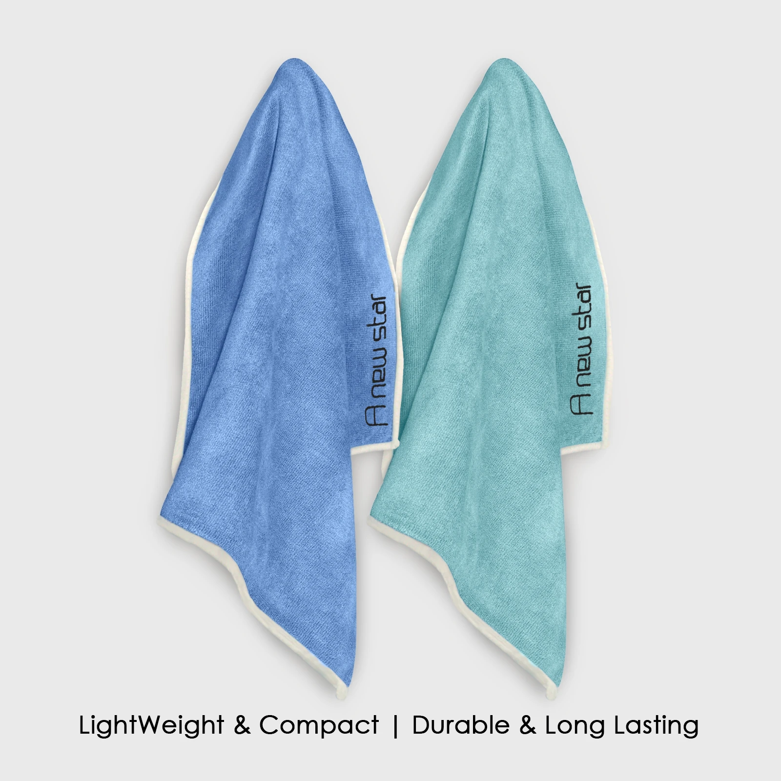 HOUSSE Microfiber Embroidery Hand Towel – 35 * 75cm, 350 GSM, Soft & Absorbent, Quick-Drying Sweat Towel – Ideal for Gym, Beach, Fitness, Outdoor & Home Use (A New Star Blue - Fluroescent)