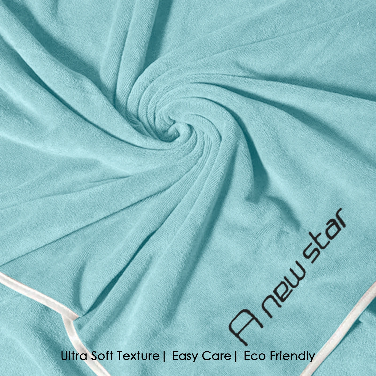 HOUSSE Microfiber Embroidery Hand Towel – 35 * 75cm, 350 GSM, Soft & Absorbent, Quick-Drying Sweat Towel – Ideal for Gym, Beach, Fitness, Outdoor & Home Use (A New Star Blue - Fluroescent)