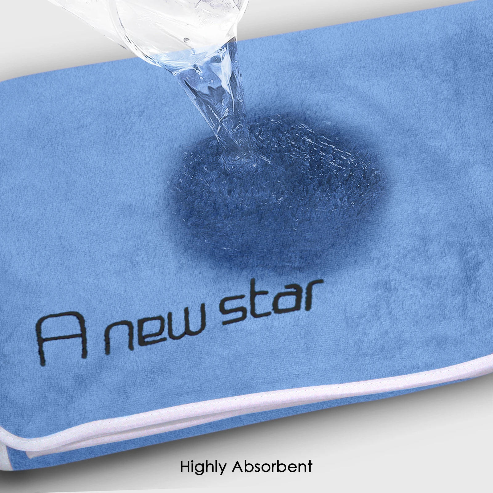 HOUSSE Microfiber Embroidery Hand Towel – 35 * 75cm, 350 GSM, Soft & Absorbent, Quick-Drying Sweat Towel – Ideal for Gym, Beach, Fitness, Outdoor & Home Use (A New Star Blue - Fluroescent)