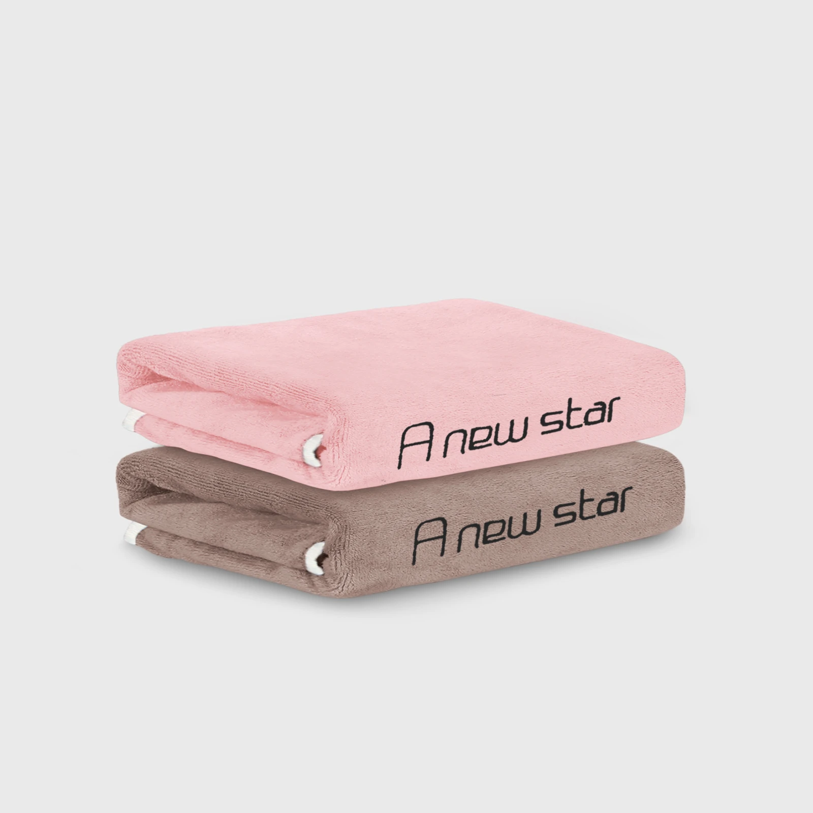 HOUSSE Microfiber Embroidery Hand Towel – 35 * 75cm, 350 GSM, Soft & Absorbent, Quick-Drying Sweat Towel – Ideal for Gym, Beach, Fitness, Outdoor & Home Use (A New Star Peach- Brown)