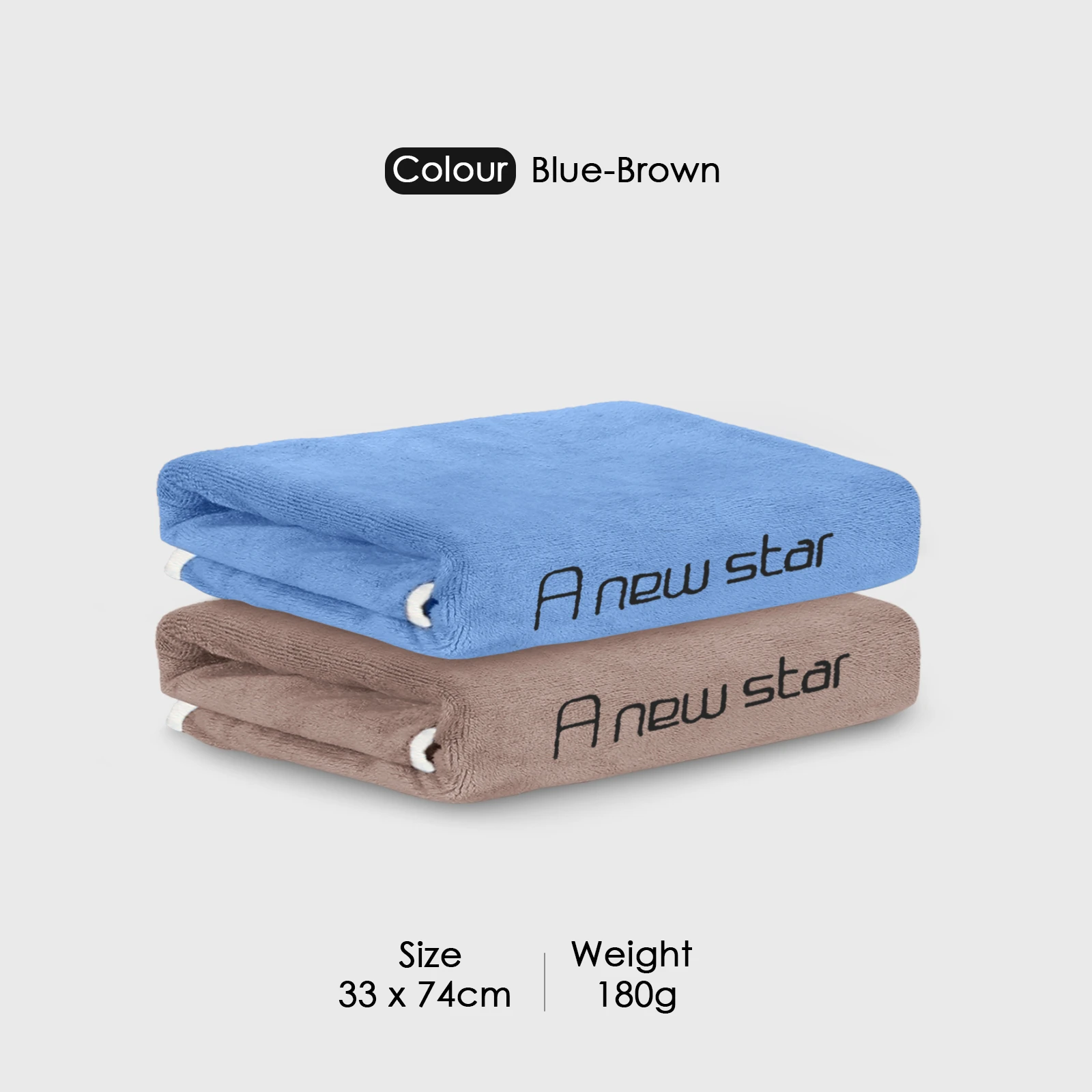 HOUSSE Microfiber Embroidery Hand Towel – 35 * 75cm, 350 GSM, Soft & Absorbent, Quick-Drying Sweat Towel – Ideal for Gym, Beach, Fitness, Outdoor & Home Use (A New Star Blue-Brown)