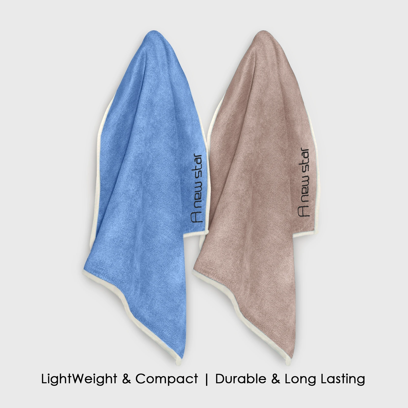 HOUSSE Microfiber Embroidery Hand Towel – 35 * 75cm, 350 GSM, Soft & Absorbent, Quick-Drying Sweat Towel – Ideal for Gym, Beach, Fitness, Outdoor & Home Use (A New Star Blue-Brown)