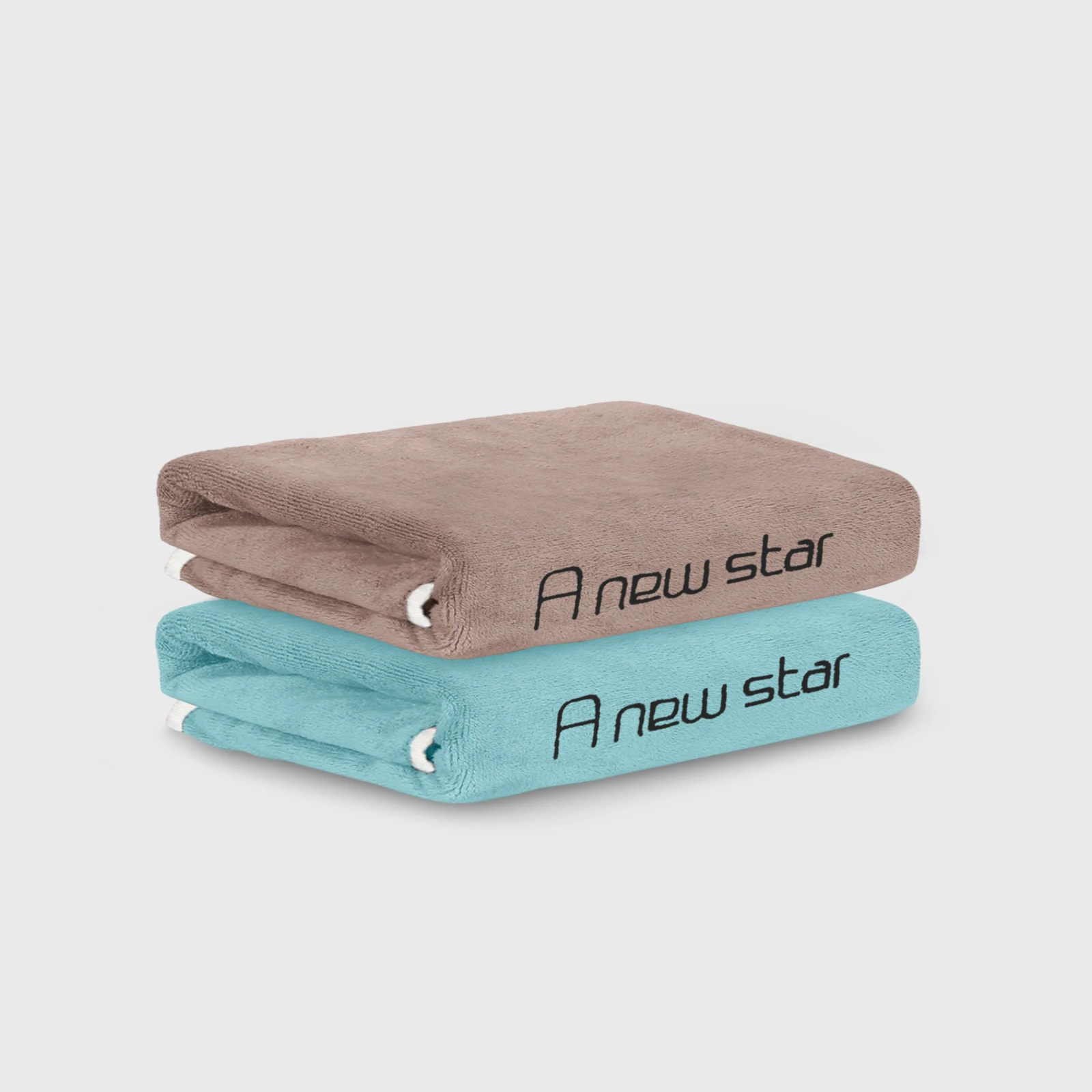 HOUSSE Microfiber Embroidery Hand Towel – 35 * 75cm, 350 GSM, Soft & Absorbent, Quick-Drying Sweat Towel – Ideal for Gym, Beach, Fitness, Outdoor & Home Use (A New Star Brown - Fluroscent)
