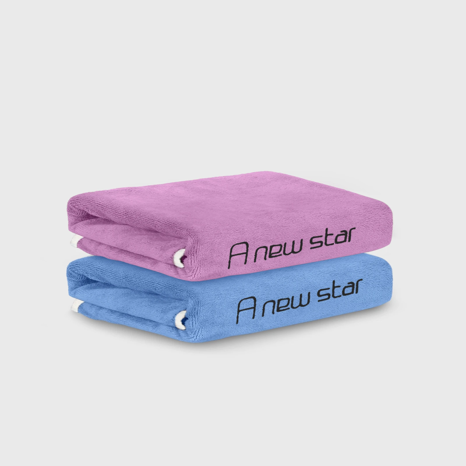 HOUSSE Microfiber Embroidery Hand Towel – 35 * 75cm, 350 GSM, Soft & Absorbent, Quick-Drying Sweat Towel – Ideal for Gym, Beach, Fitness, Outdoor & Home Use (A New Star Magenta- Blue)