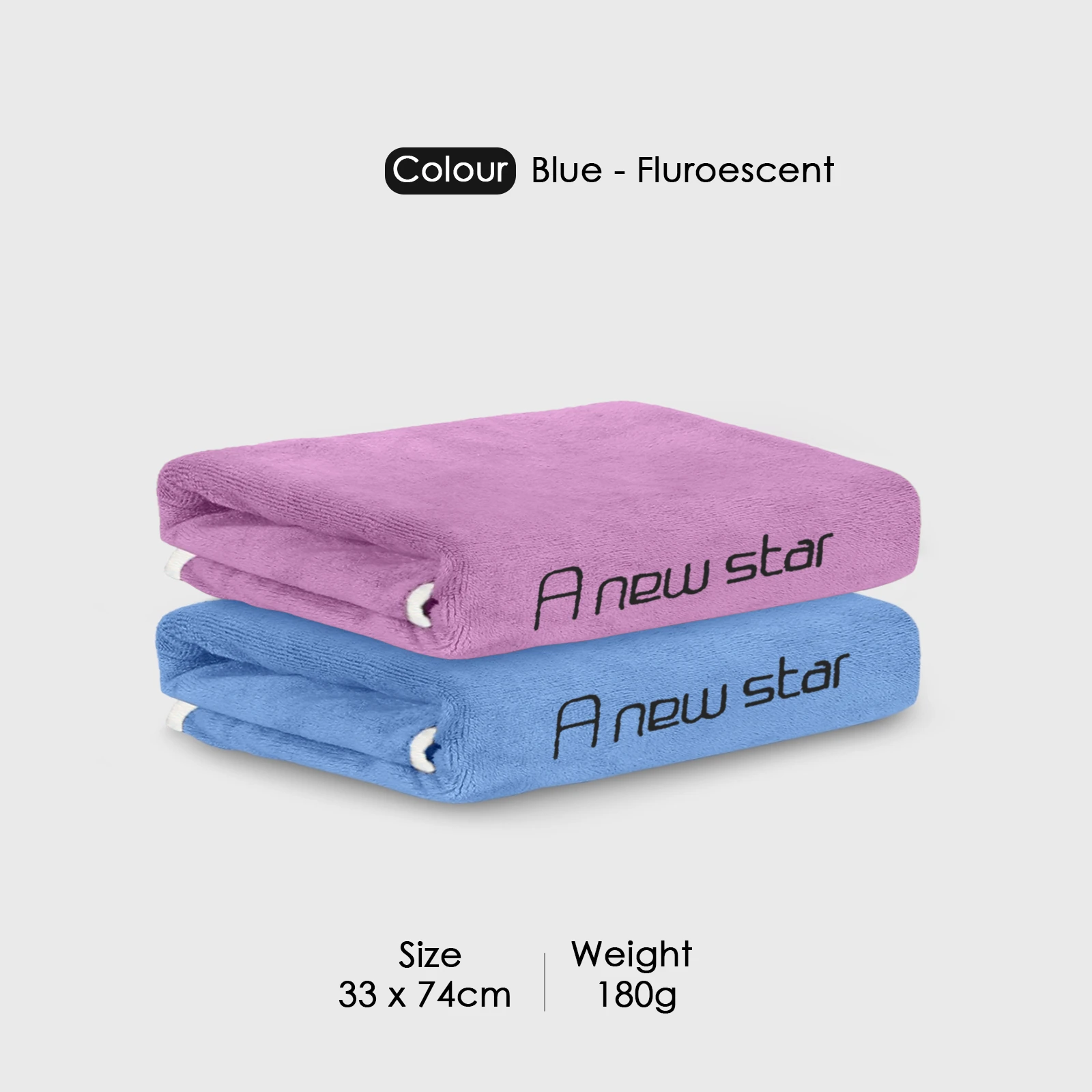 HOUSSE Microfiber Embroidery Hand Towel – 35 * 75cm, 350 GSM, Soft & Absorbent, Quick-Drying Sweat Towel – Ideal for Gym, Beach, Fitness, Outdoor & Home Use (A New Star Magenta- Blue)