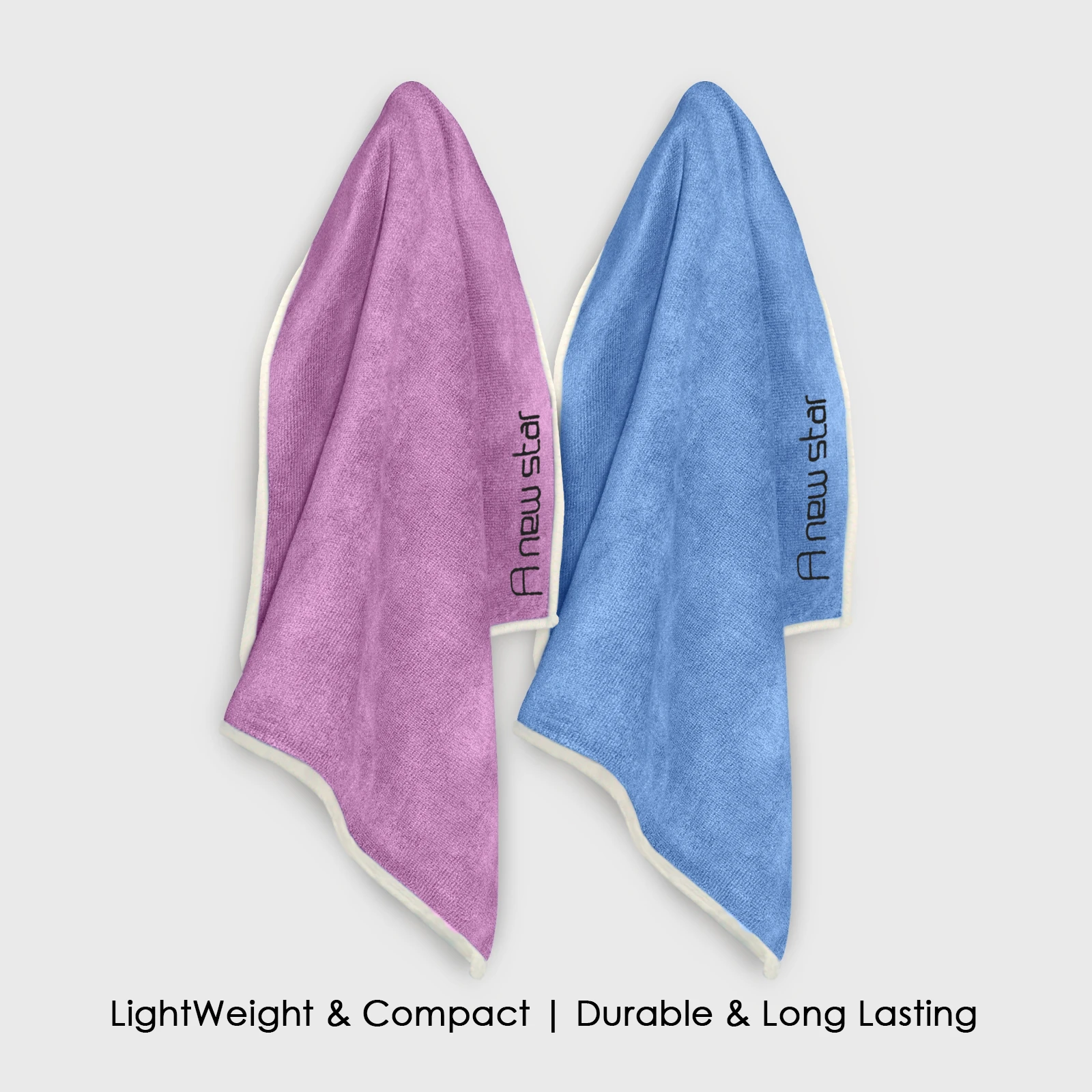 HOUSSE Microfiber Embroidery Hand Towel – 35 * 75cm, 350 GSM, Soft & Absorbent, Quick-Drying Sweat Towel – Ideal for Gym, Beach, Fitness, Outdoor & Home Use (A New Star Magenta- Blue)