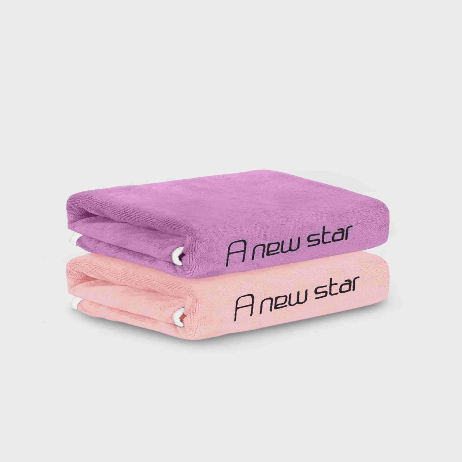 HOUSSE Microfiber Embroidery Hand Towel – 35 * 75cm, 350 GSM, Soft & Absorbent, Quick-Drying Sweat Towel – Ideal for Gym, Beach, Fitness, Outdoor & Home Use (A New Star Magenta- Peach)