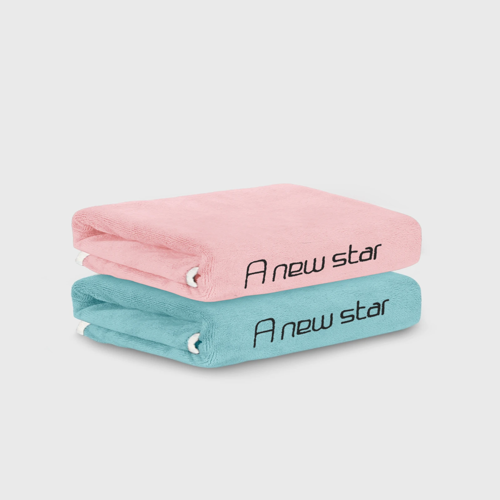 HOUSSE Microfiber Embroidery Hand Towel – 35 * 75cm, 350 GSM, Soft & Absorbent, Quick-Drying Sweat Towel – Ideal for Gym, Beach, Fitness, Outdoor & Home Use (A New Star Peach - fluroescent)