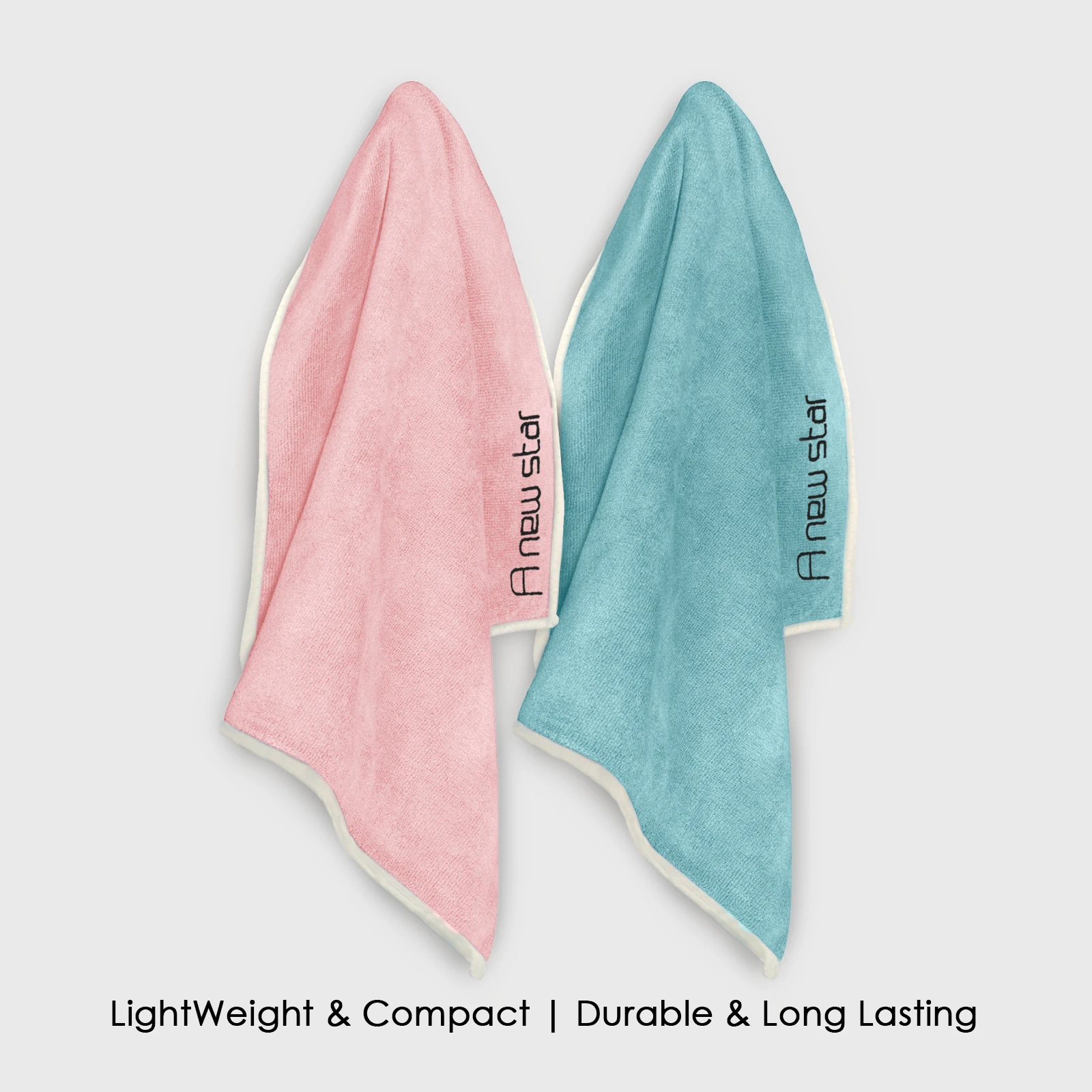 HOUSSE Microfiber Embroidery Hand Towel – 35 * 75cm, 350 GSM, Soft & Absorbent, Quick-Drying Sweat Towel – Ideal for Gym, Beach, Fitness, Outdoor & Home Use (A New Star Peach - fluroescent)