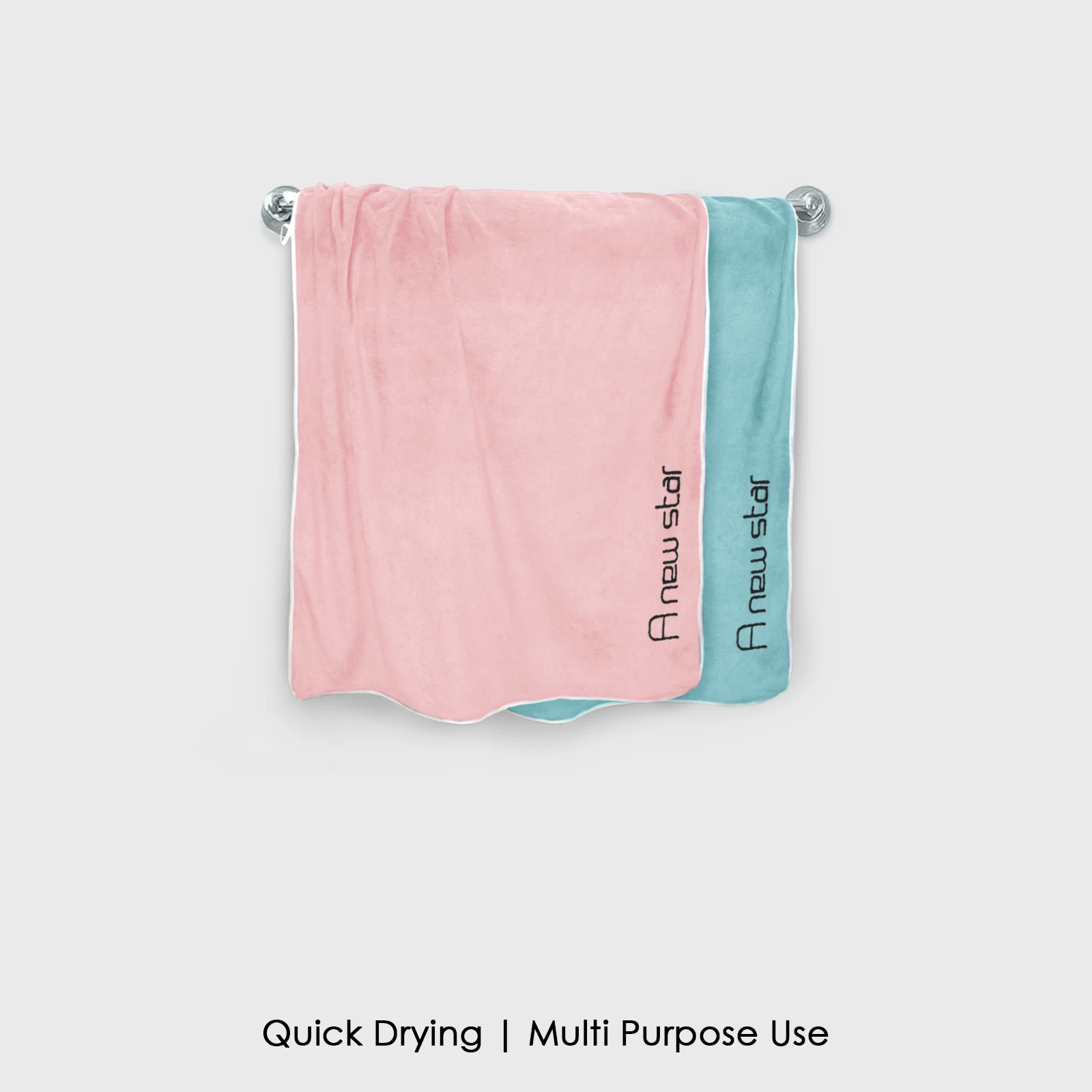 HOUSSE Microfiber Embroidery Hand Towel – 35 * 75cm, 350 GSM, Soft & Absorbent, Quick-Drying Sweat Towel – Ideal for Gym, Beach, Fitness, Outdoor & Home Use (A New Star Peach - fluroescent)