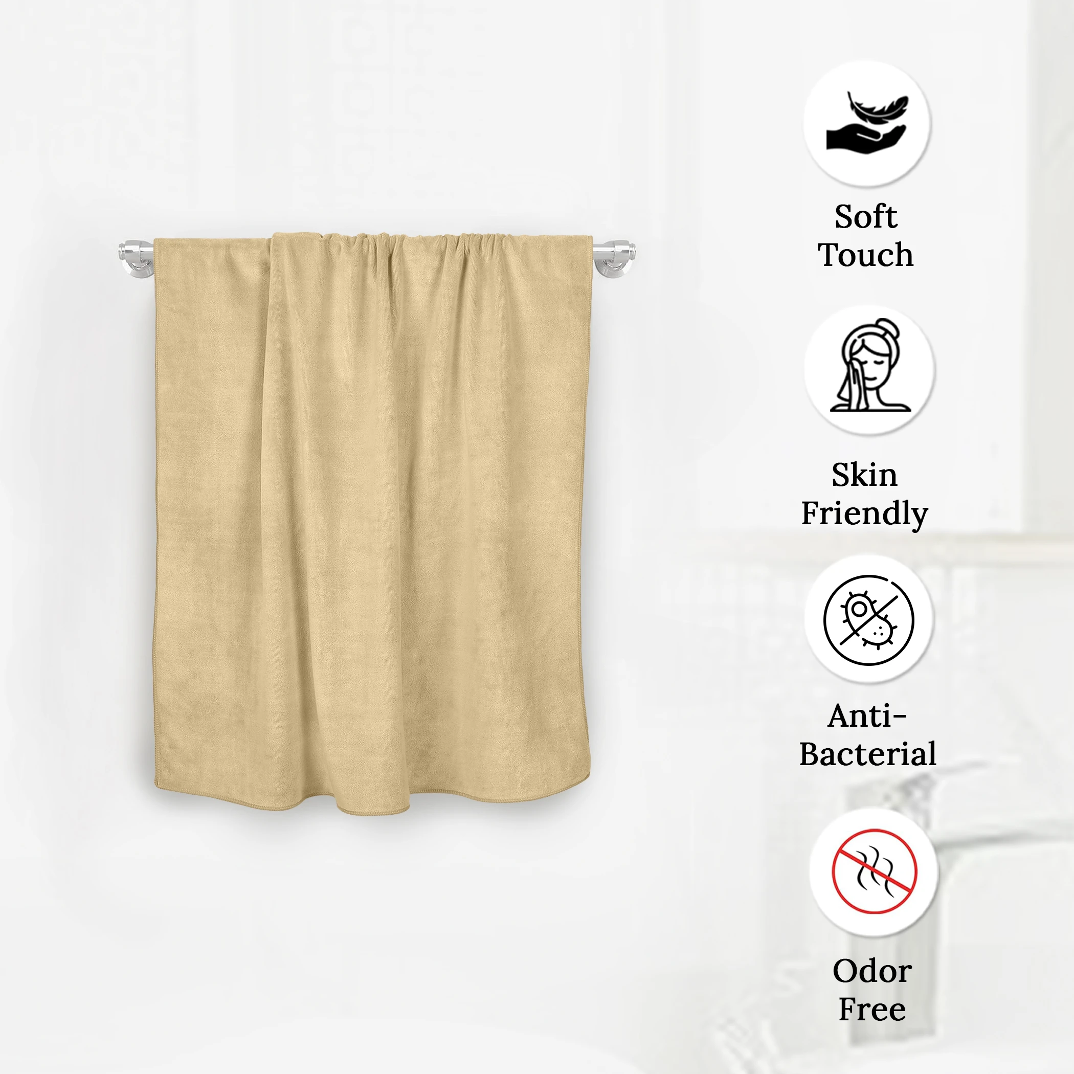 HOUSSE Premium Hand Towel | 100% Microfiber | Quick Dry & Ultra Absorbent | Gym, Home & Yoga | Hypoallergenic & Anti-Bacterial | 450GSM, 60x40cm [2-Pack] (Atmosphere Prairie Sand)