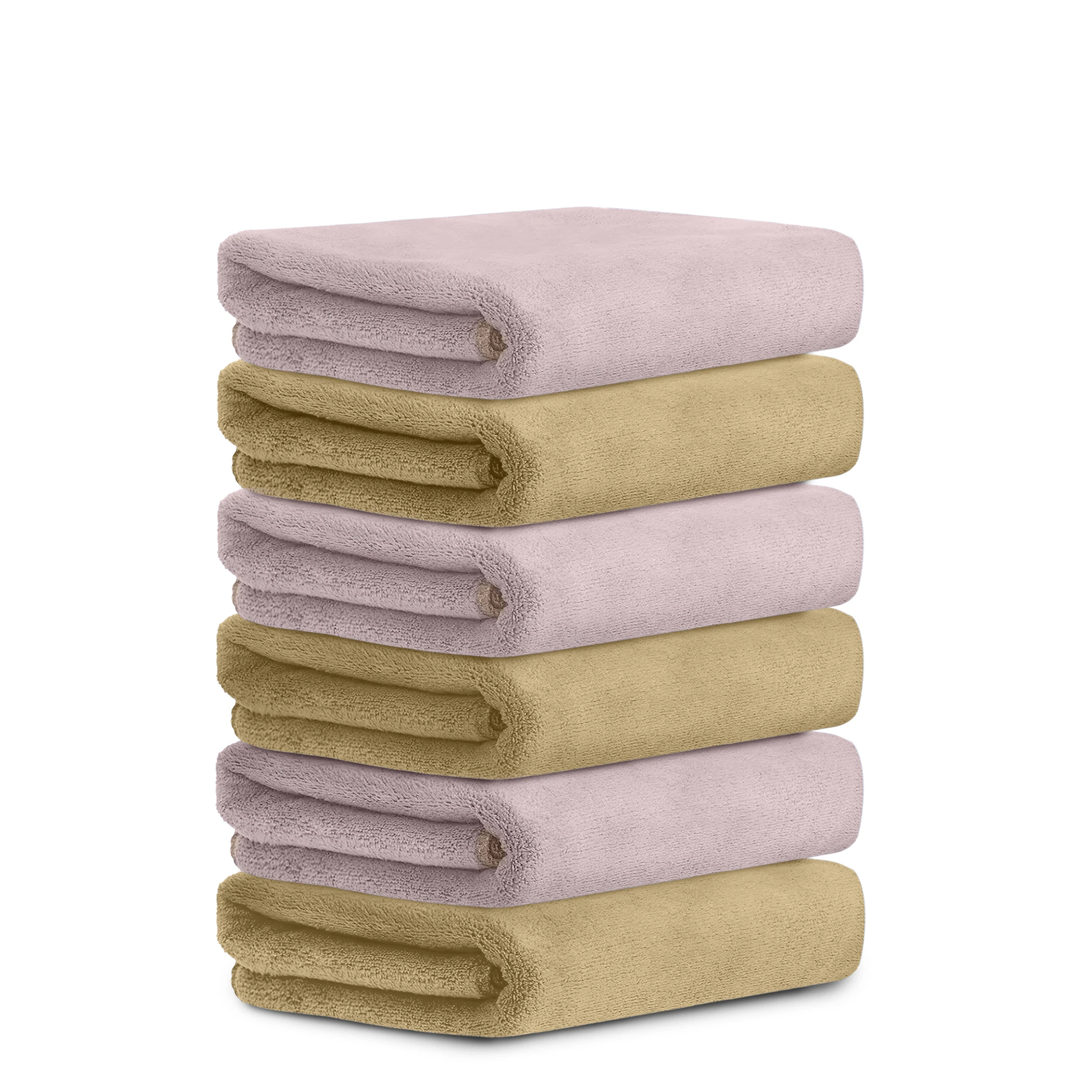 HOUSSE Premium Hand Towel | 100% Microfiber | Quick Dry & Ultra Absorbent | Gym, Home & Yoga | Hypoallergenic & Anti-Bacterial | 450GSM, 60x40cm [6-Pack] (Atmosphere Prairie Sand)