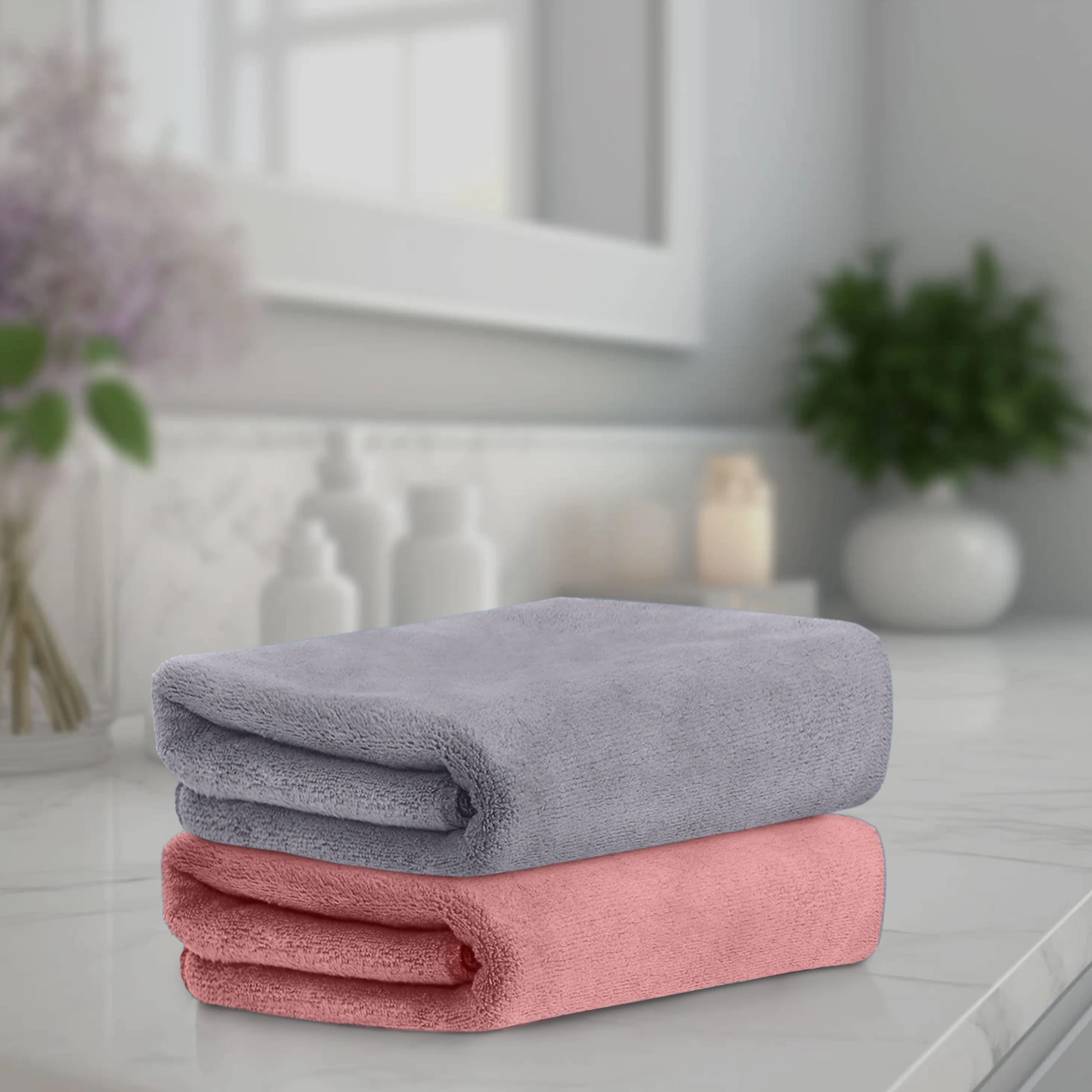 HOUSSE Premium Hand Towel | 100% Microfiber | Quick Dry & Ultra Absorbent | Gym, Home & Yoga | Hypoallergenic & Anti-Bacterial | 450GSM, 60x40cm towel set