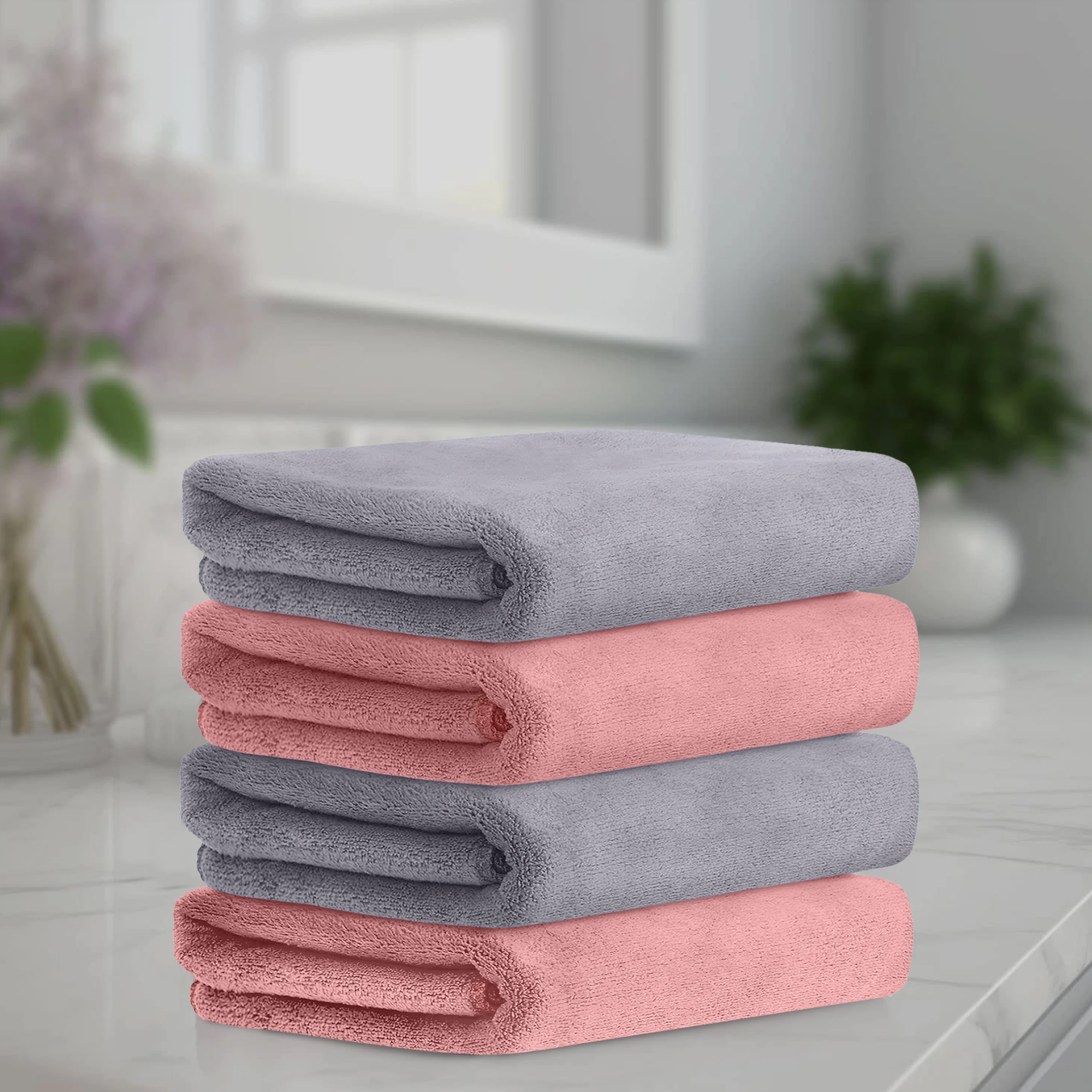 HOUSSE Premium Hand Towel | 100% Microfiber | Quick Dry & Ultra Absorbent | Gym, Home & Yoga | Hypoallergenic & Anti-Bacterial | 450GSM, 60x40cm towel set