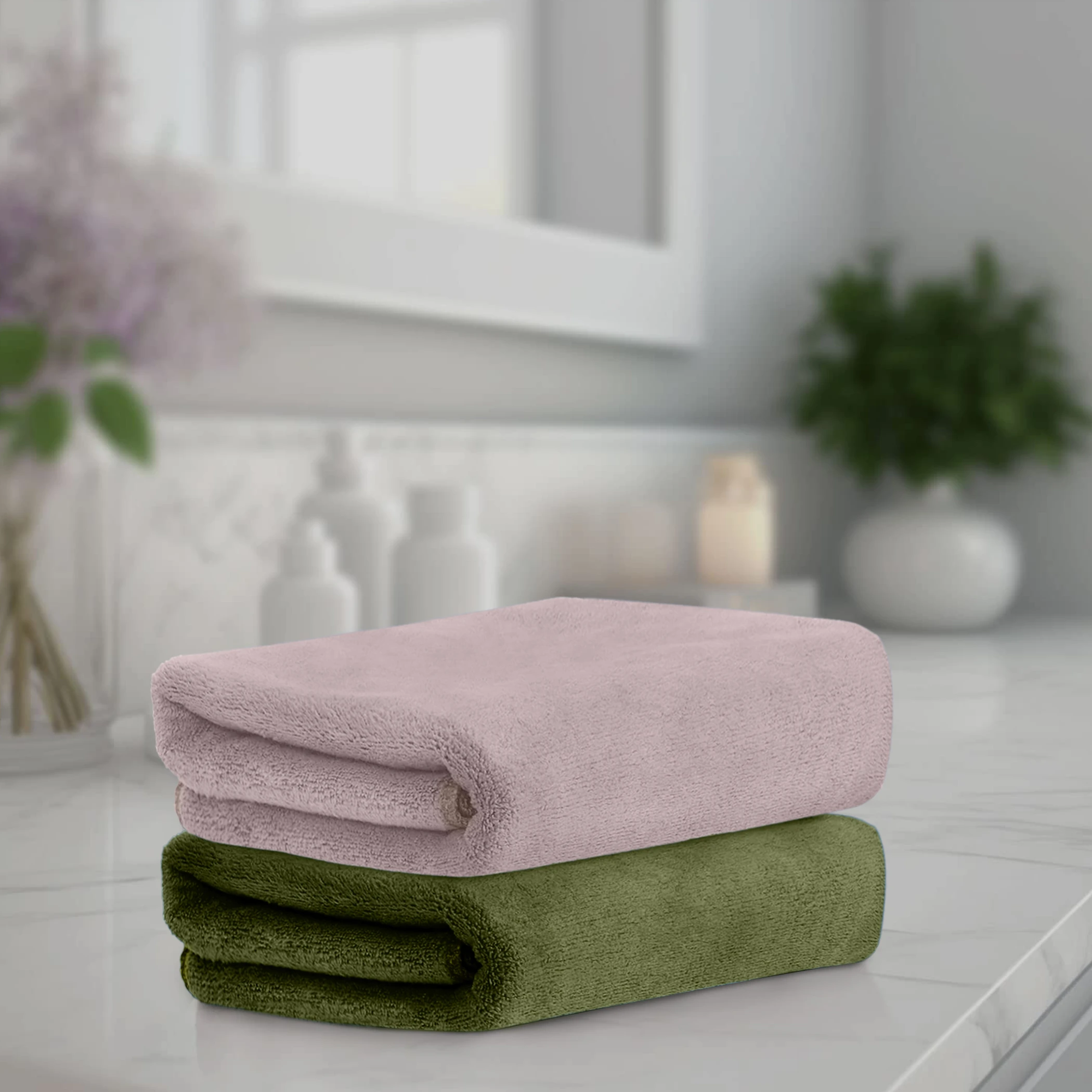 HOUSSE Premium Hand Towel | 100% Microfiber | Quick Dry & Ultra Absorbent | Gym, Home & Yoga | Hypoallergenic & Anti-Bacterial | 450GSM, 60x40cm towel set