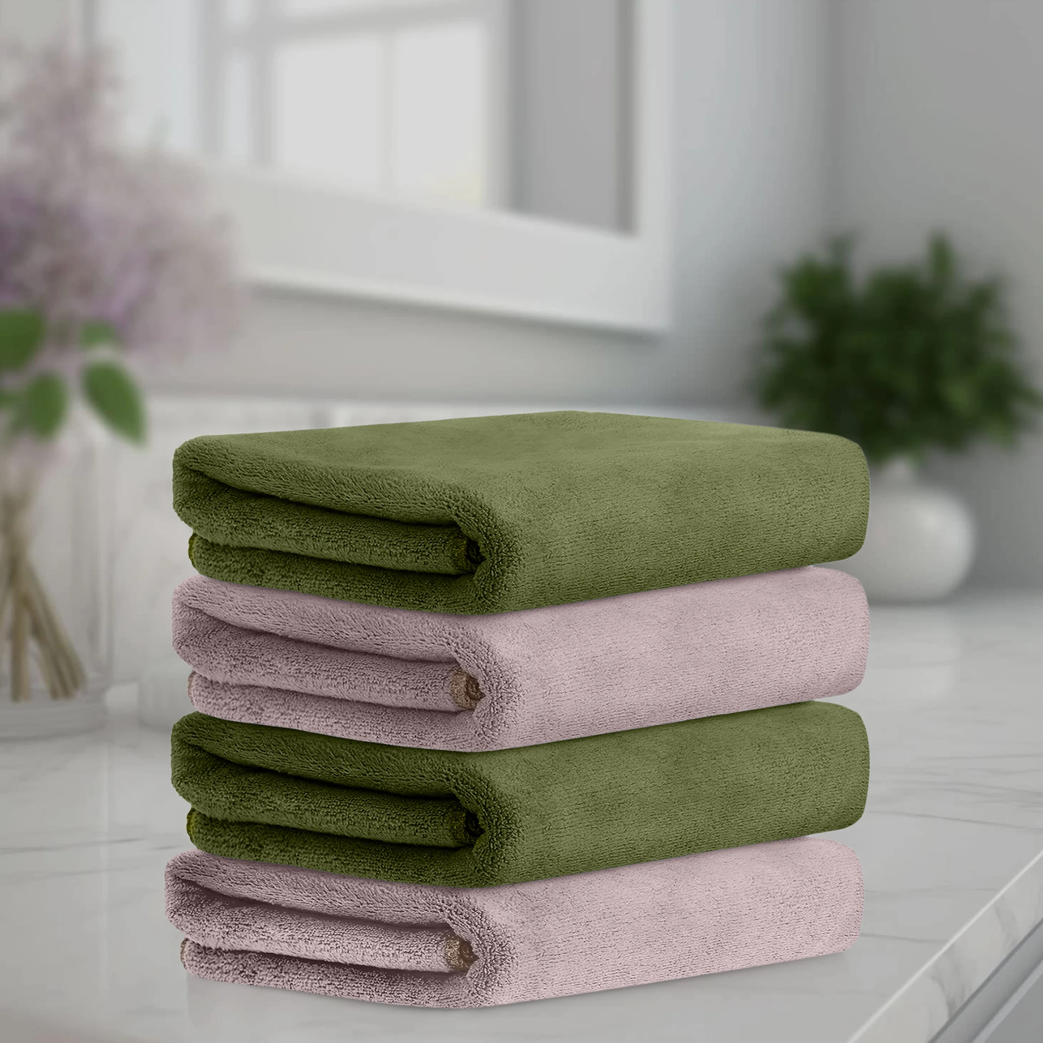 HOUSSE Premium Hand Towel | 100% Microfiber | Quick Dry & Ultra Absorbent | Gym, Home & Yoga | Hypoallergenic & Anti-Bacterial | 450GSM, 60x40cm towel set