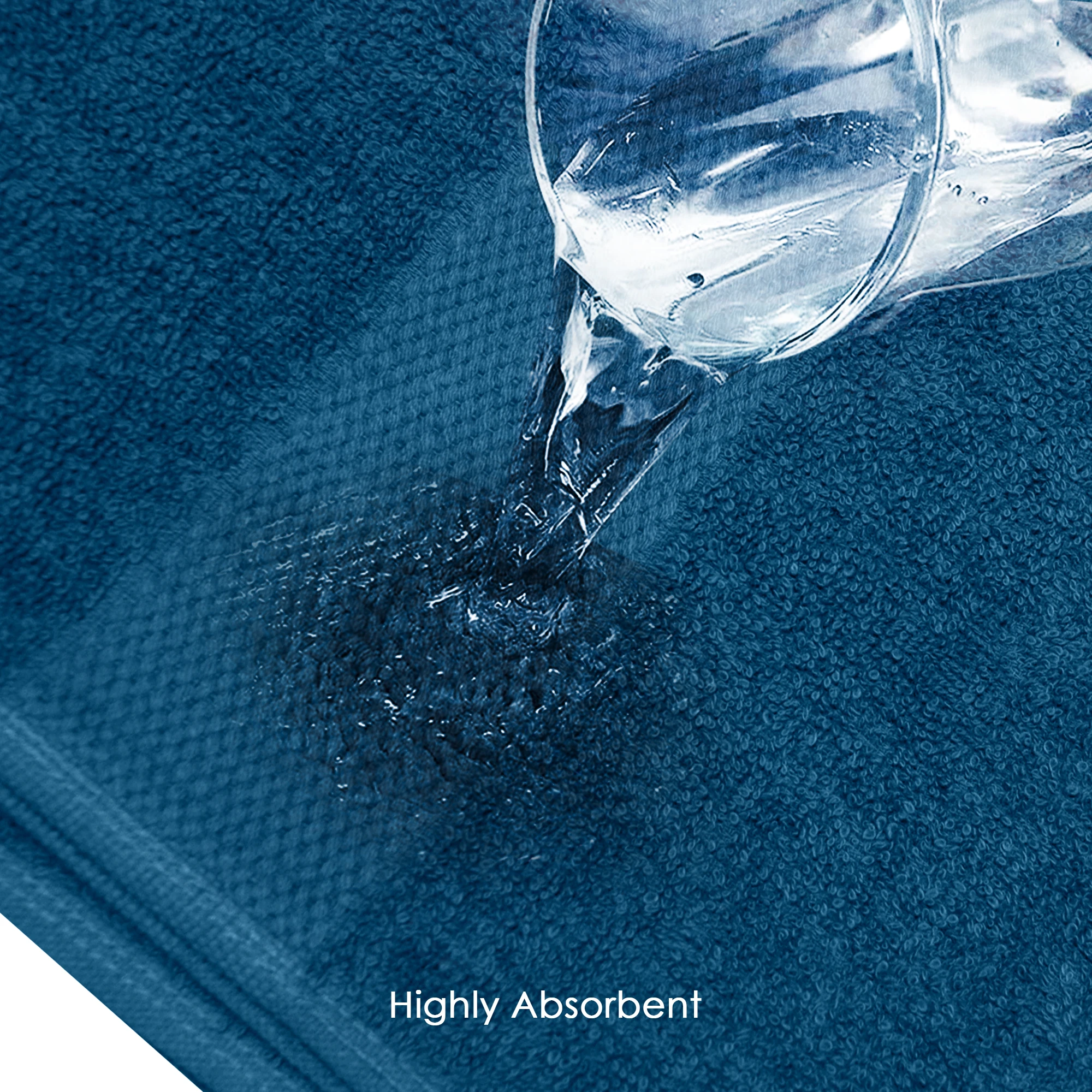 HOUSSE Cotton Hand Towels | Quick Absorption & Faster Drying Towel | 450 GSM (60 cms * 40 cms)| 2 Piece Set Hand Towel for Men/Women | Urban Comfort- Denim Blue