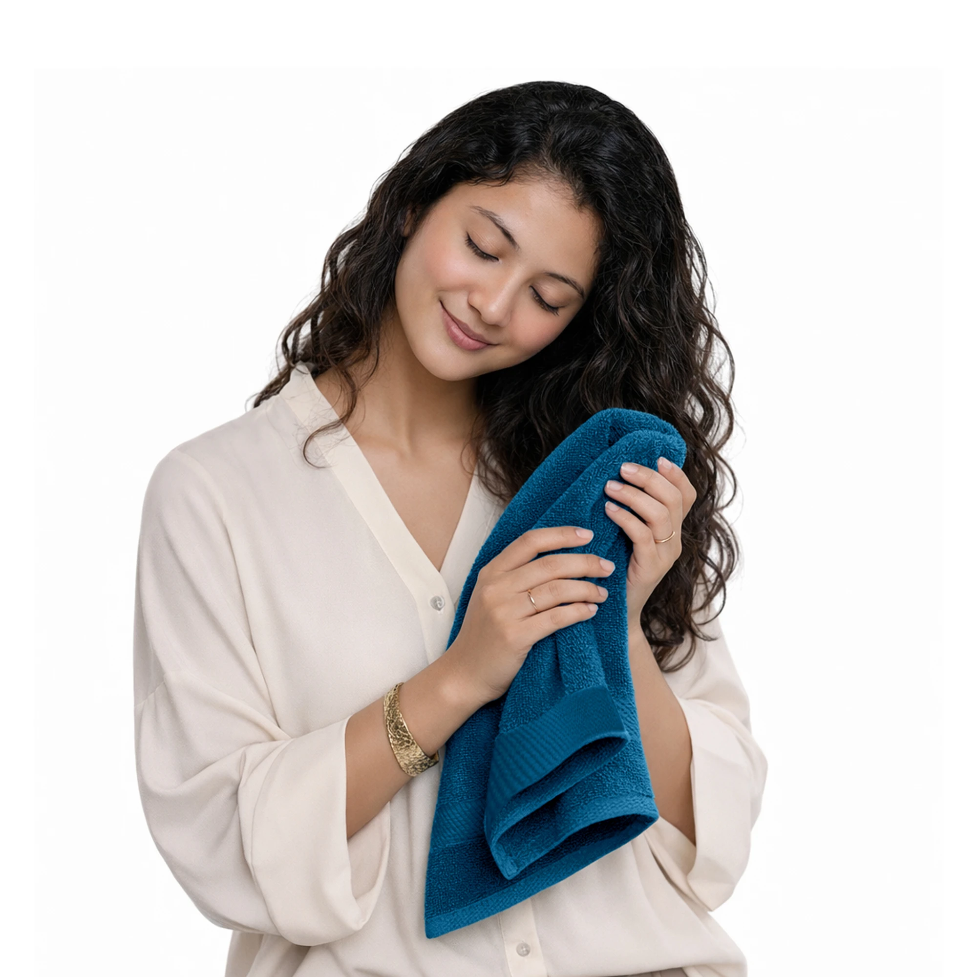 HOUSSE Cotton Hand Towels | Quick Absorption & Faster Drying Towel | 450 GSM (60 cms * 40 cms)| 2 Piece Set Hand Towel for Men/Women | Urban Comfort- Denim Blue