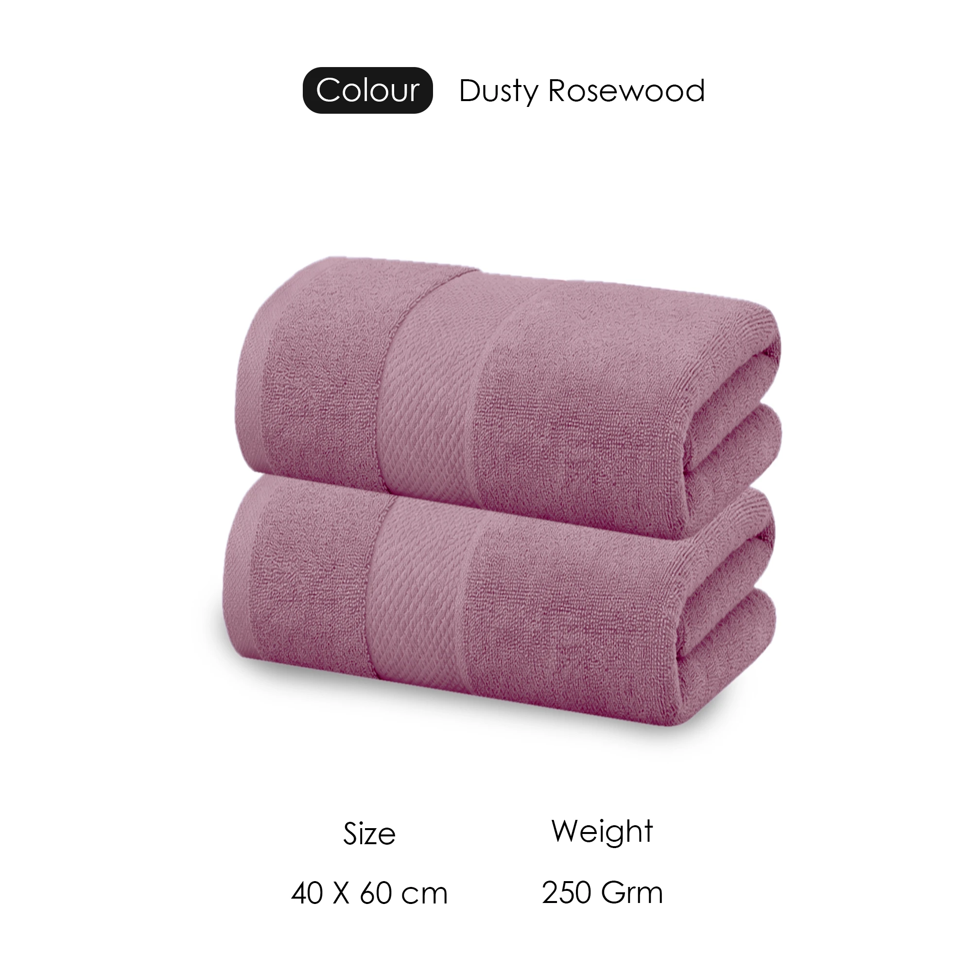 HOUSSE Cotton Hand Towels | Quick Absorption & Faster Drying Towel | 450 GSM (60 cms * 40 cms)| 2 Piece Set Hand Towel for Men/Women | Urban Comfort- Dusty Rosewood