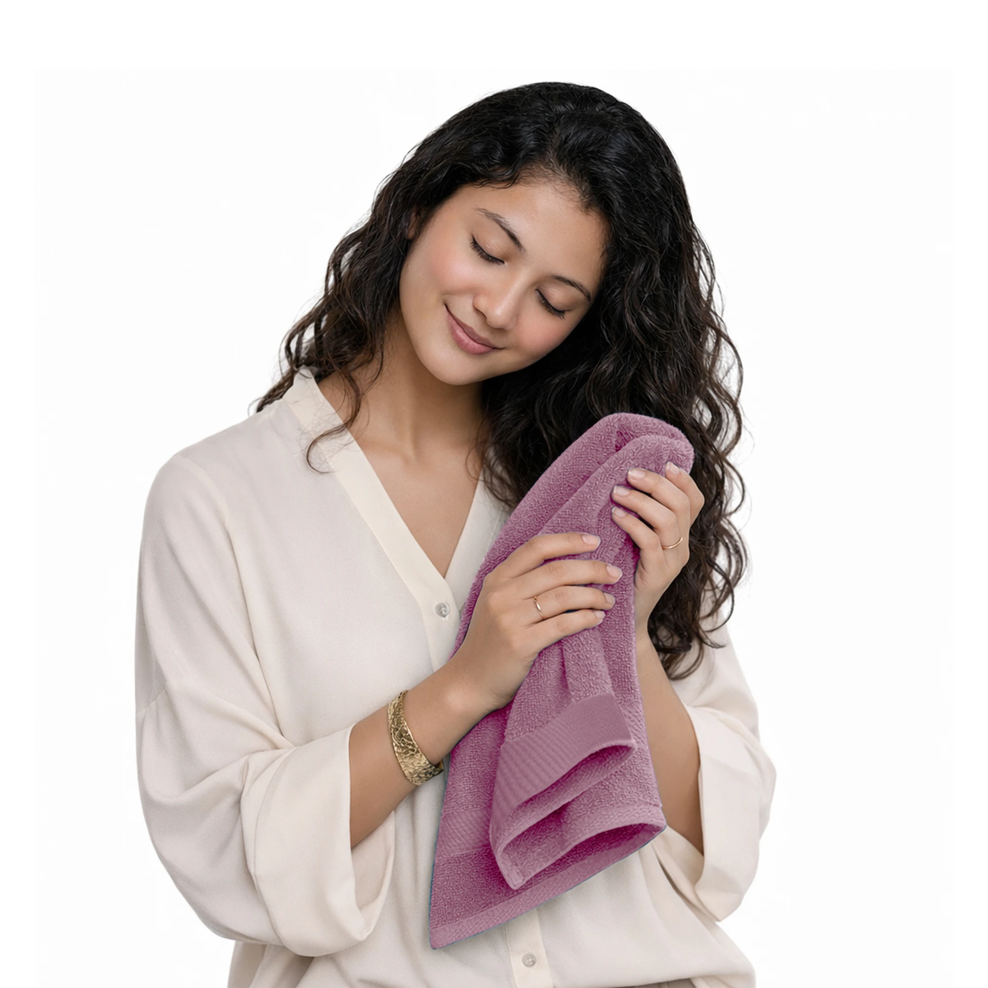 HOUSSE Cotton Hand Towels | Quick Absorption & Faster Drying Towel | 450 GSM (60 cms * 40 cms)| 2 Piece Set Hand Towel for Men/Women | Urban Comfort- Dusty Rosewood