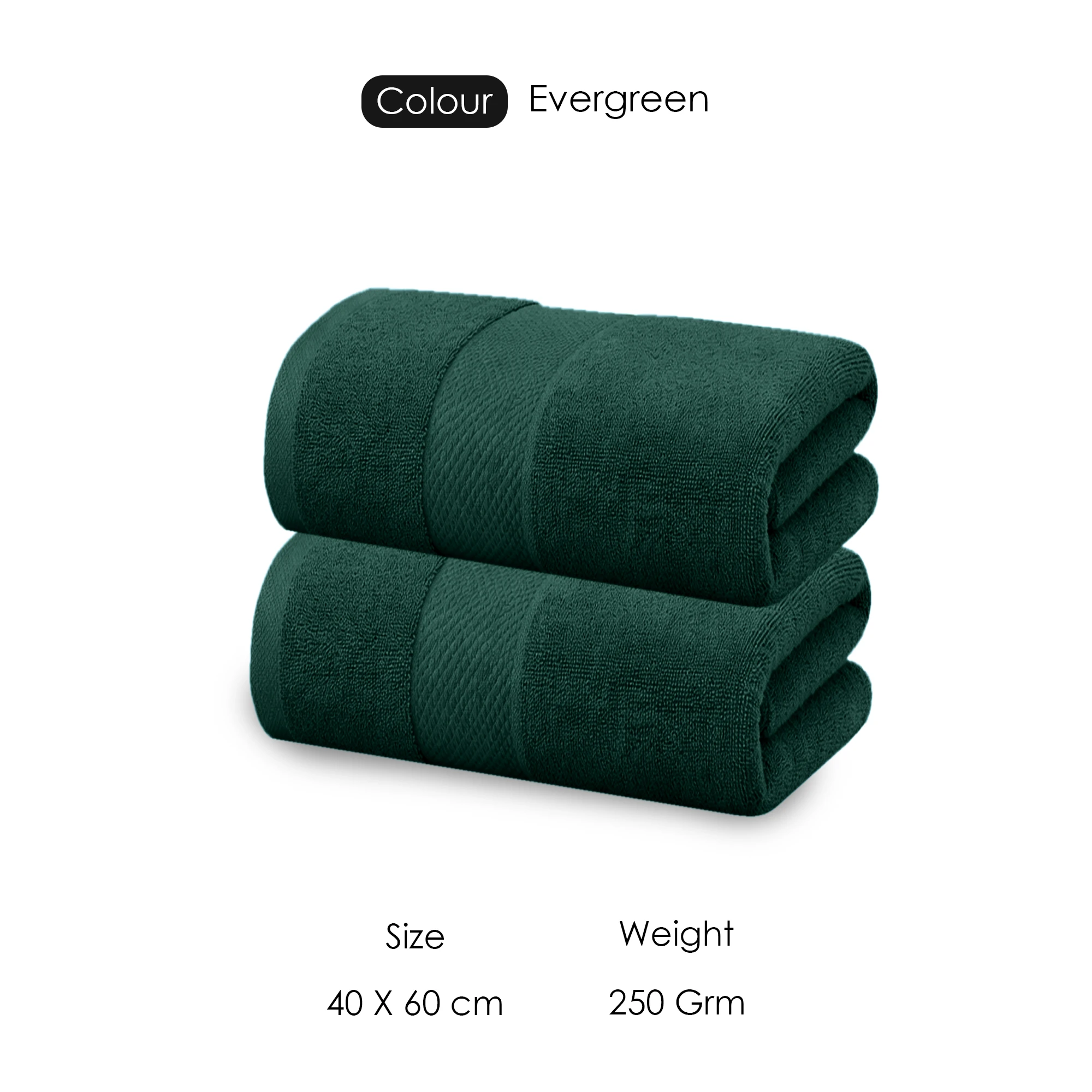 HOUSSE Cotton Hand Towels | Quick Absorption & Faster Drying Towel | 450 GSM (60 cms * 40 cms)| 2 Piece Set Hand Towel for Men/Women | Urban Comfort- Evergreen