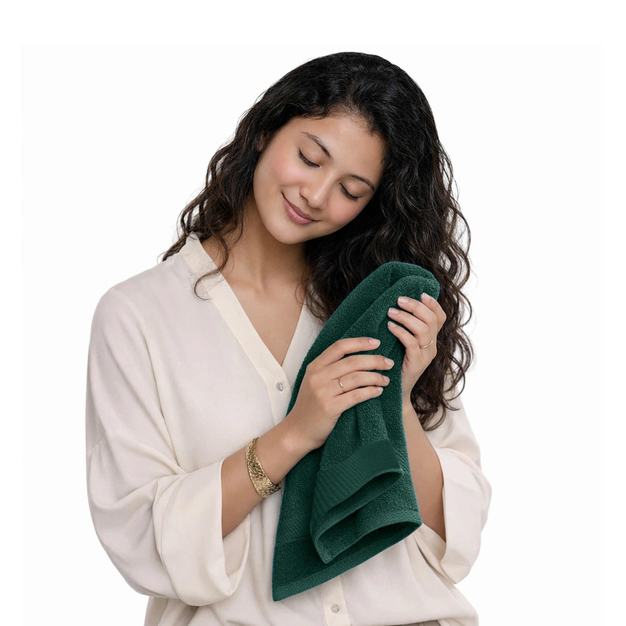 HOUSSE Cotton Hand Towels | Quick Absorption & Faster Drying Towel | 450 GSM (60 cms * 40 cms)| 2 Piece Set Hand Towel for Men/Women | Urban Comfort- Evergreen