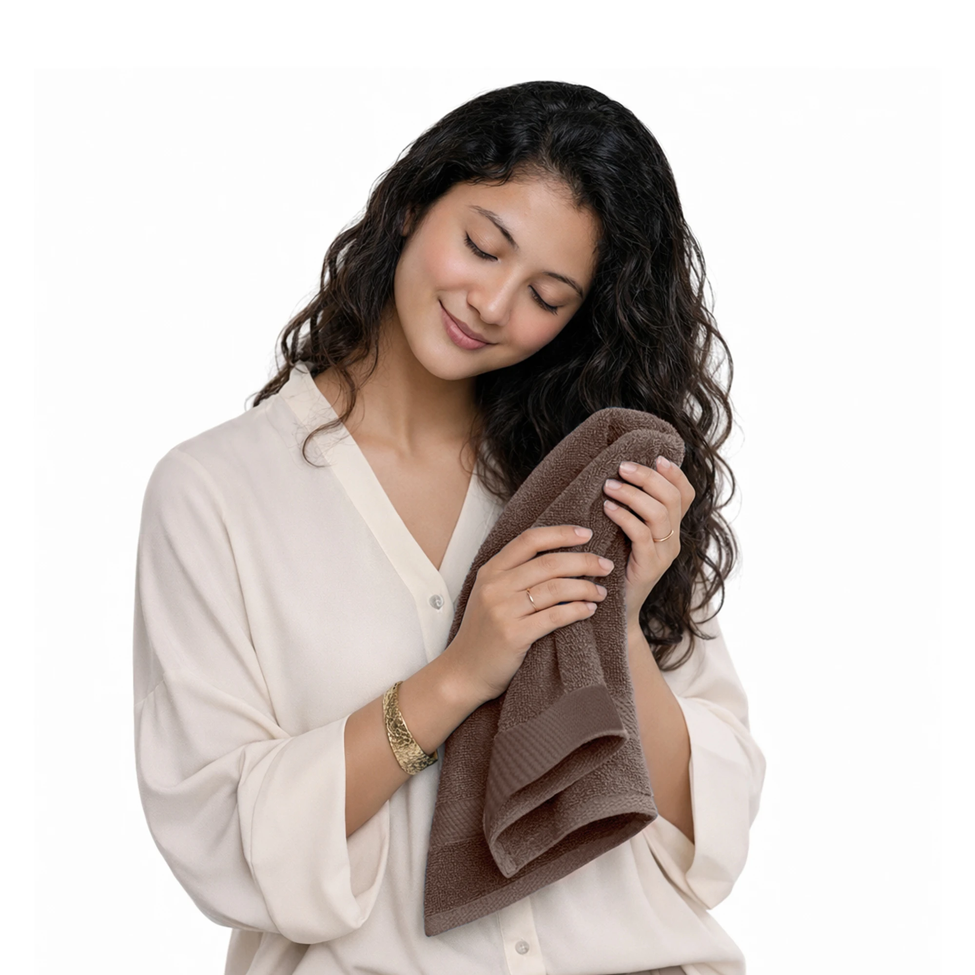 HOUSSE Cotton Hand Towels | Quick Absorption & Faster Drying Towel | 450 GSM (60 cms * 40 cms)| 2 Piece Set Hand Towel for Men/Women | Urban Comfort- Latte Brown