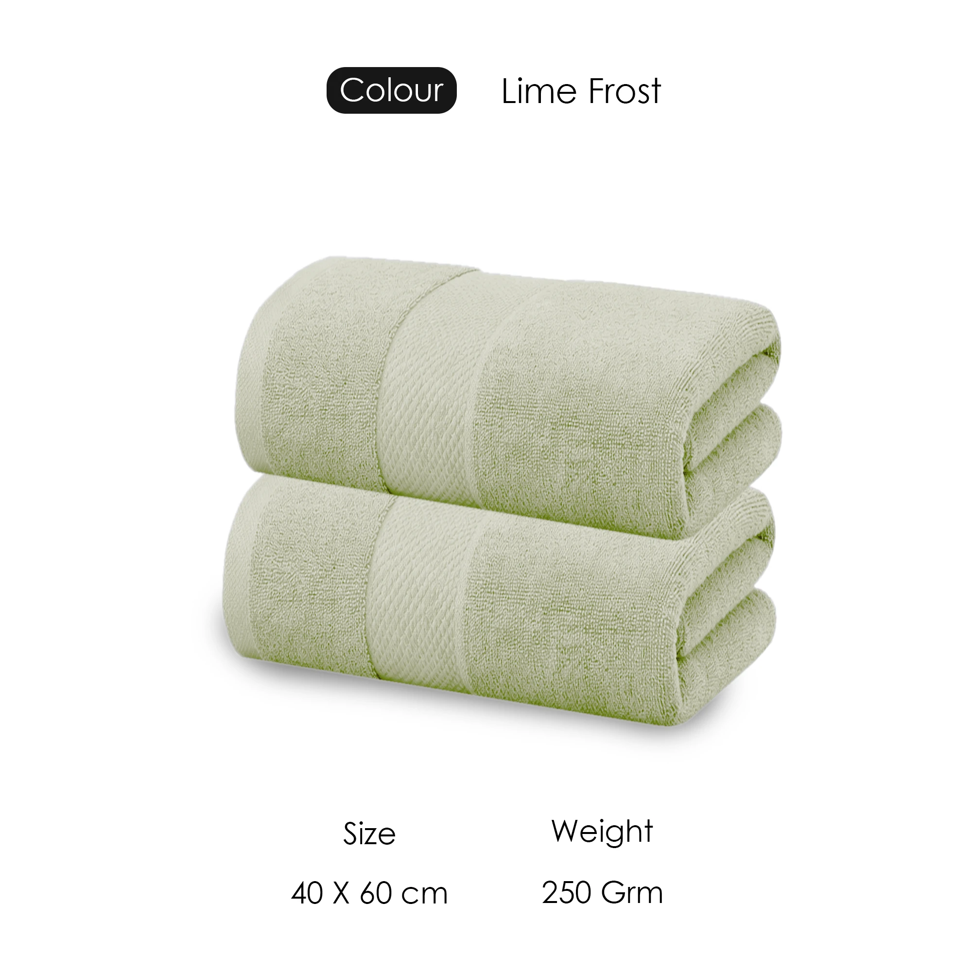 HOUSSE Cotton Hand Towels | Quick Absorption & Faster Drying Towel | 450 GSM (60 cms * 40 cms)| 2 Piece Set Hand Towel for Men/Women | Urban Comfort-Lime Frost