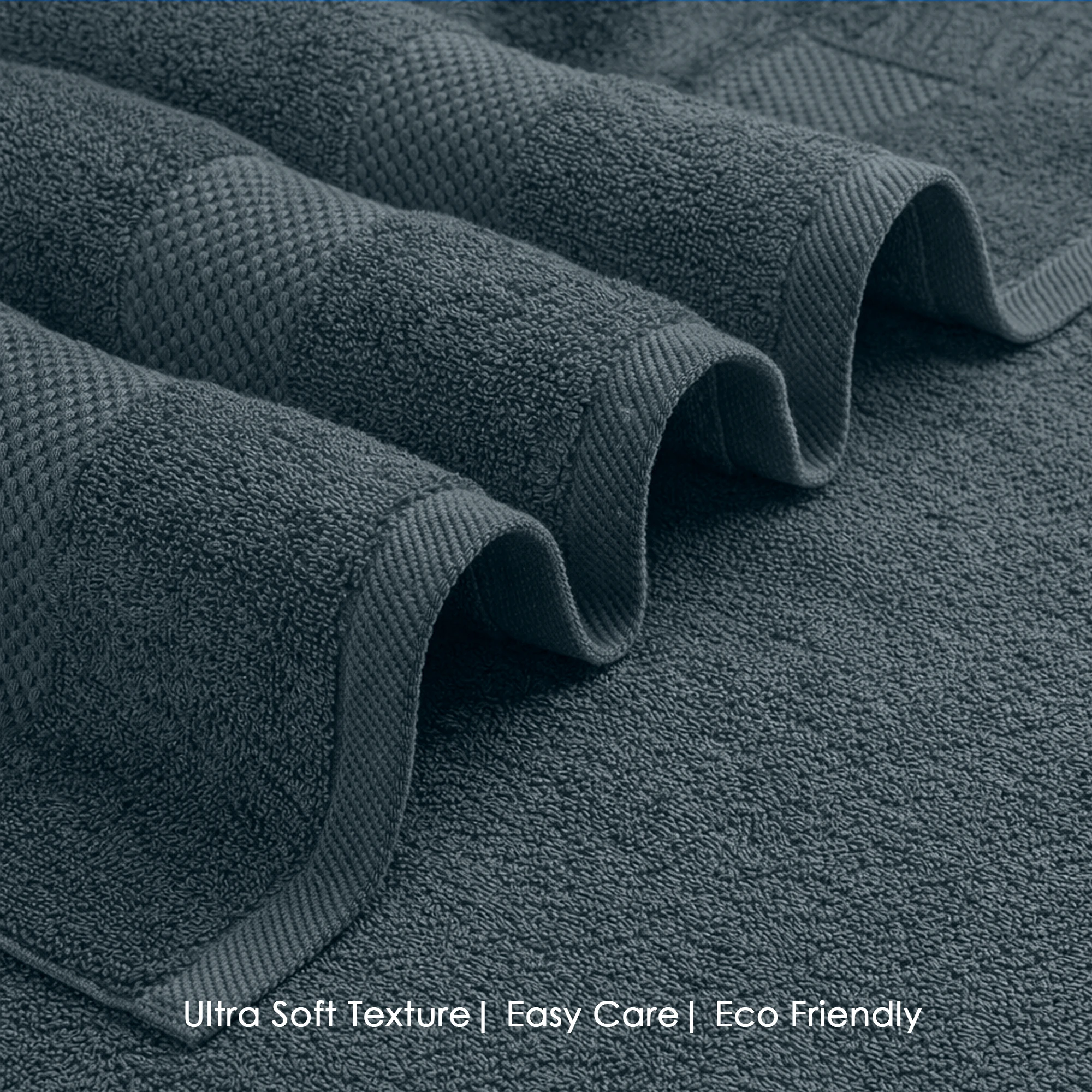 HOUSSE Cotton Hand Towels | Quick Absorption & Faster Drying Towel | 450 GSM (60 cms * 40 cms)| 2 Piece Set Hand Towel for Men/Women | Urban Comfort- Midnight Steel