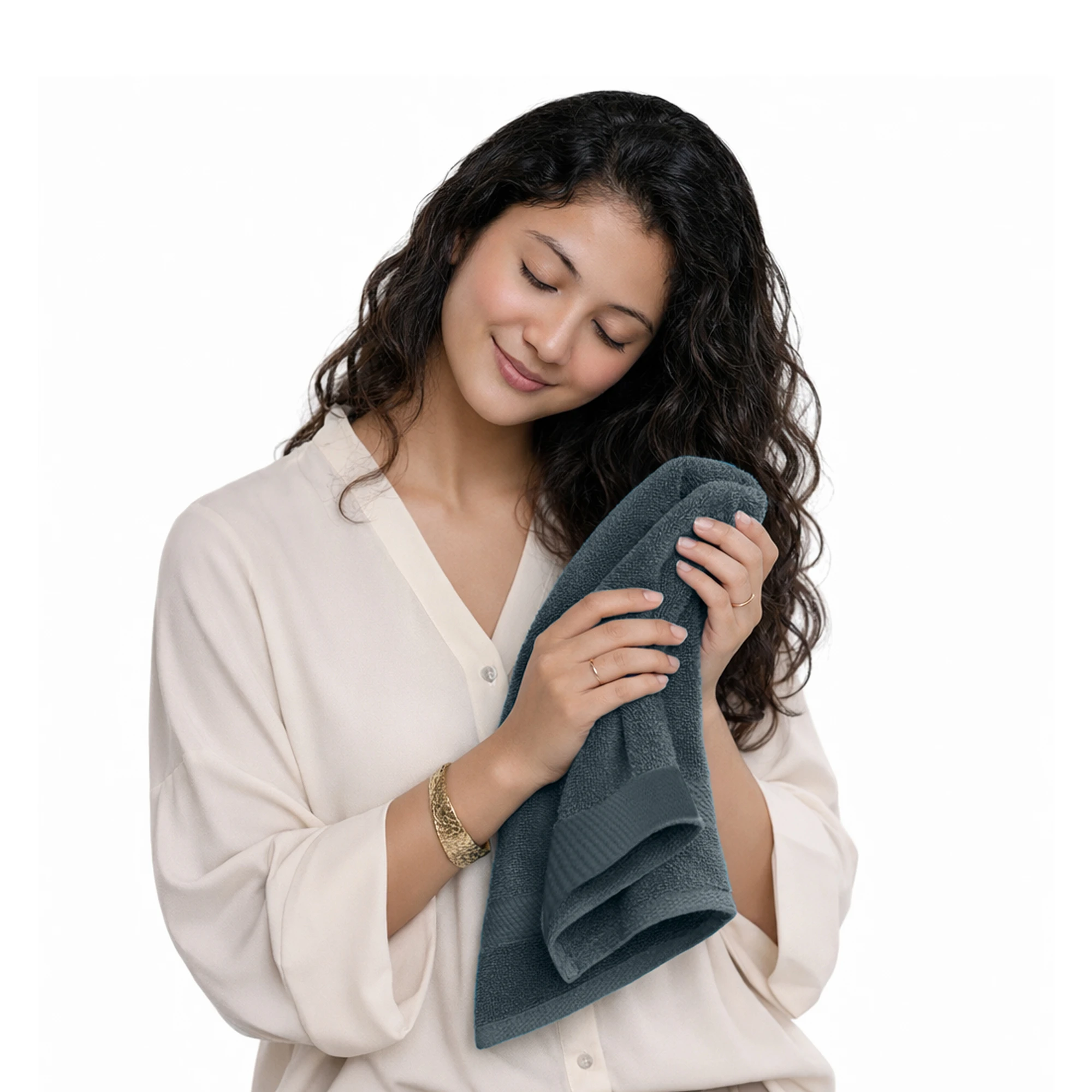 HOUSSE Cotton Hand Towels | Quick Absorption & Faster Drying Towel | 450 GSM (60 cms * 40 cms)| 2 Piece Set Hand Towel for Men/Women | Urban Comfort- Midnight Steel