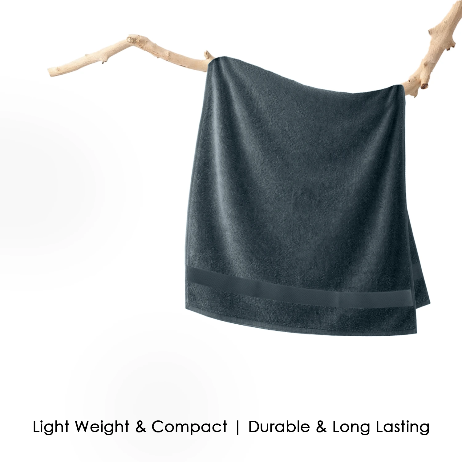 HOUSSE Cotton Hand Towels | Quick Absorption & Faster Drying Towel | 450 GSM (60 cms * 40 cms)| 2 Piece Set Hand Towel for Men/Women | Urban Comfort- Midnight Steel