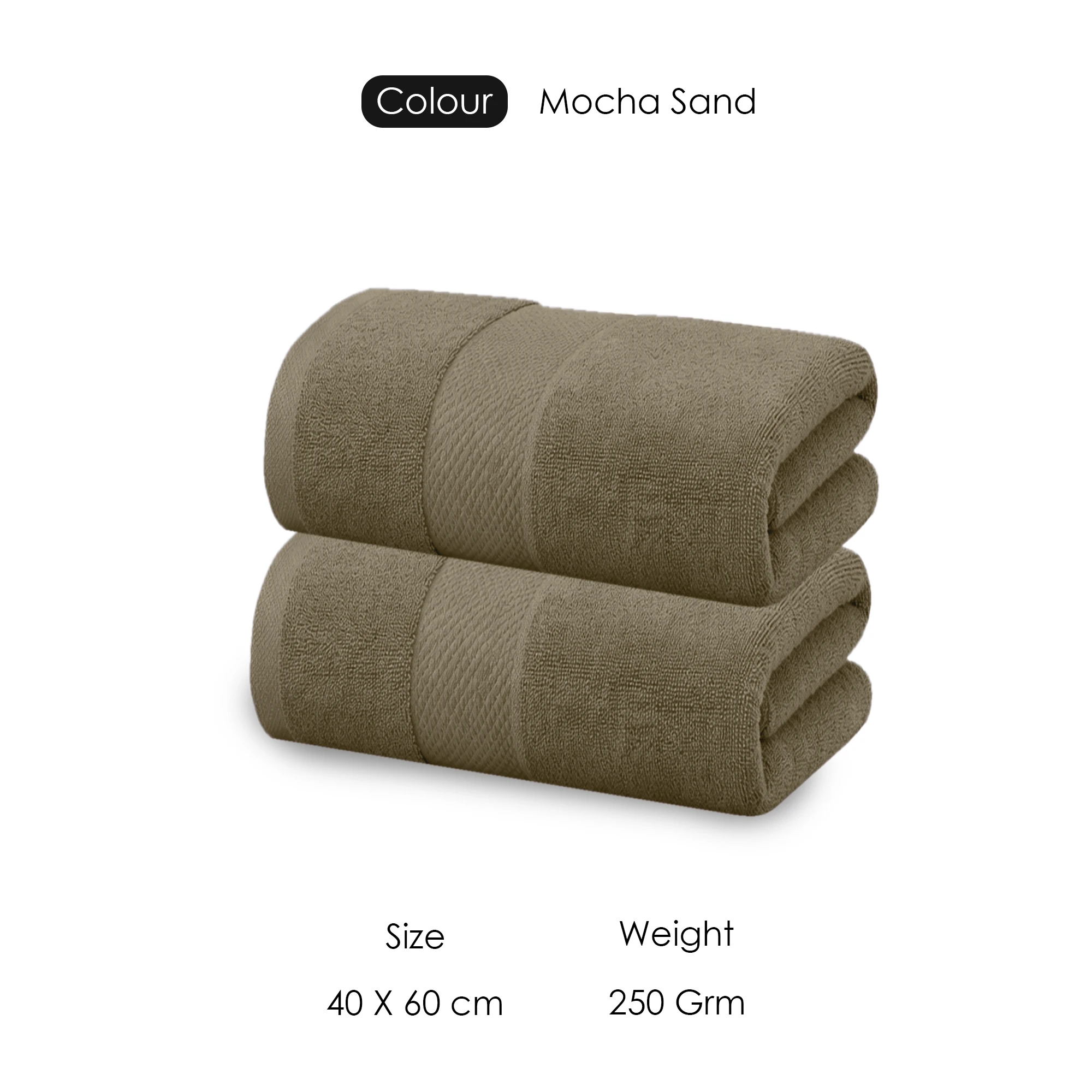 HOUSSE Cotton Hand Towels | Quick Absorption & Faster Drying Towel | 450 GSM (60 cms * 40 cms)| 2 Piece Set Hand Towel for Men/Women | Urban Comfort- Mocha Sand
