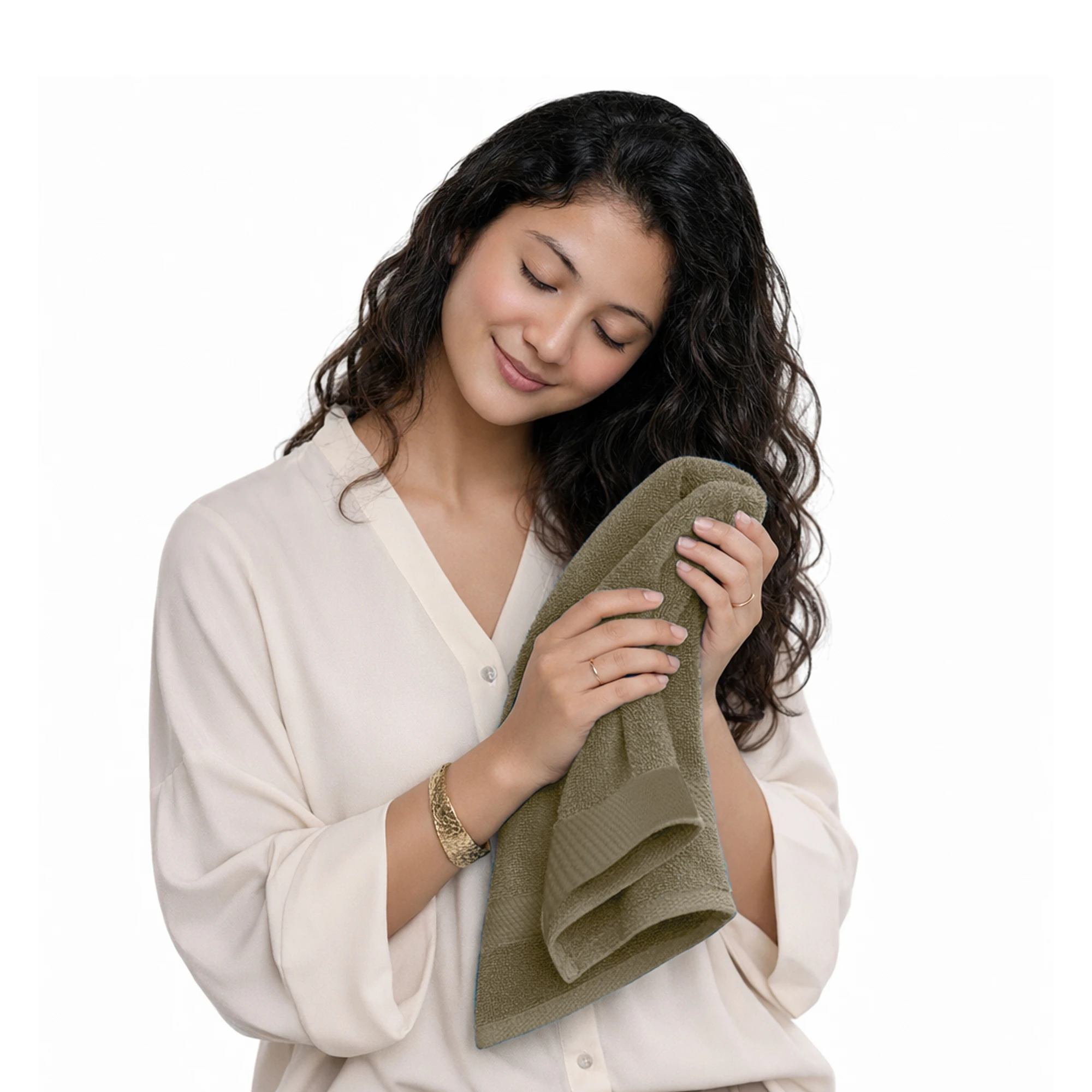 HOUSSE Cotton Hand Towels | Quick Absorption & Faster Drying Towel | 450 GSM (60 cms * 40 cms)| 2 Piece Set Hand Towel for Men/Women | Urban Comfort- Mocha Sand