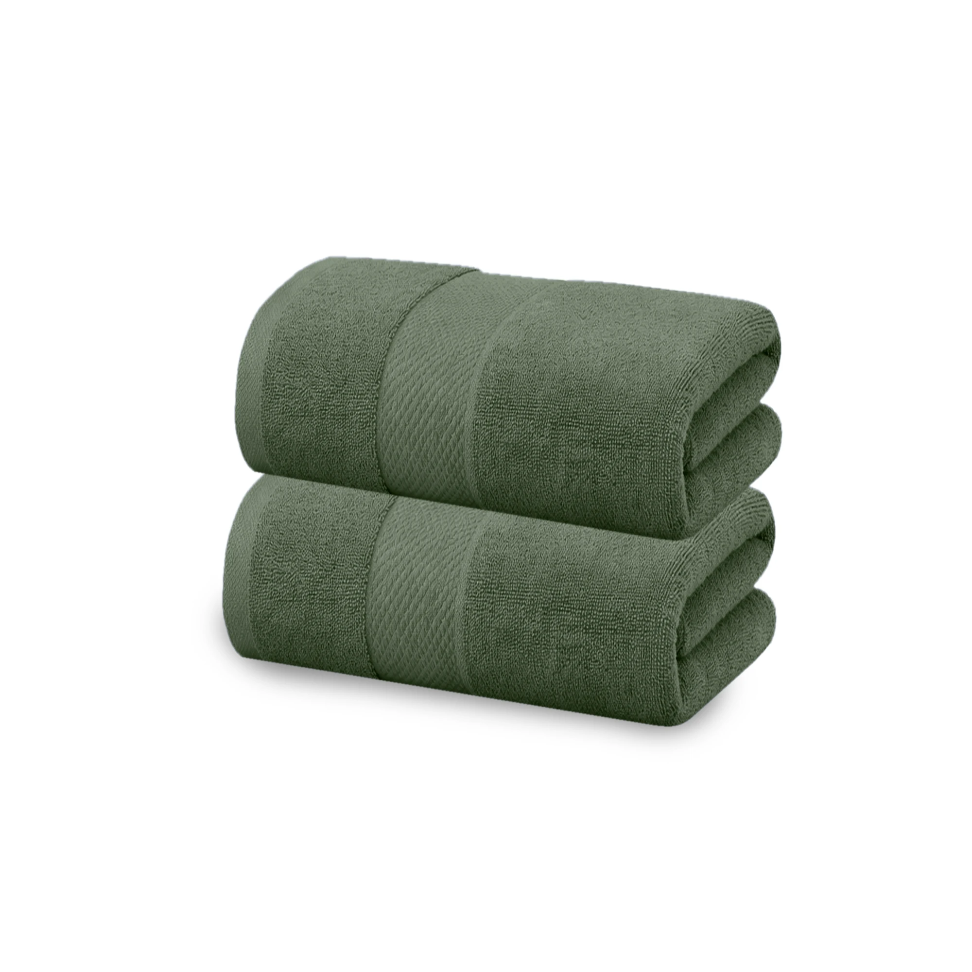 HOUSSE Cotton Hand Towels | Quick Absorption & Faster Drying Towel | 450 GSM (60 cms * 40 cms)| 2 Piece Set Hand Towel for Men/Women | Urban Comfort-Moss Green